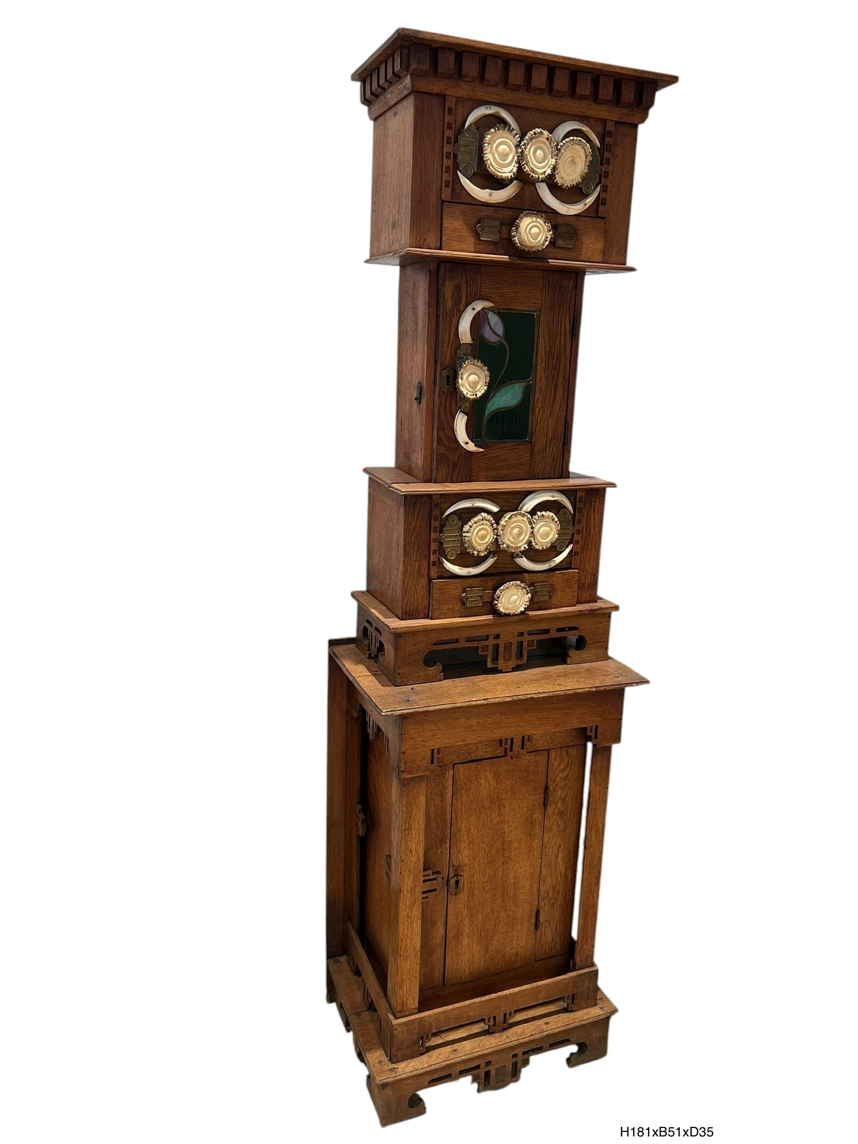 Zeldzame Art Nouveau-Kabinet met Glas-inzet – Antwerpen/Brussel, ca. 1900