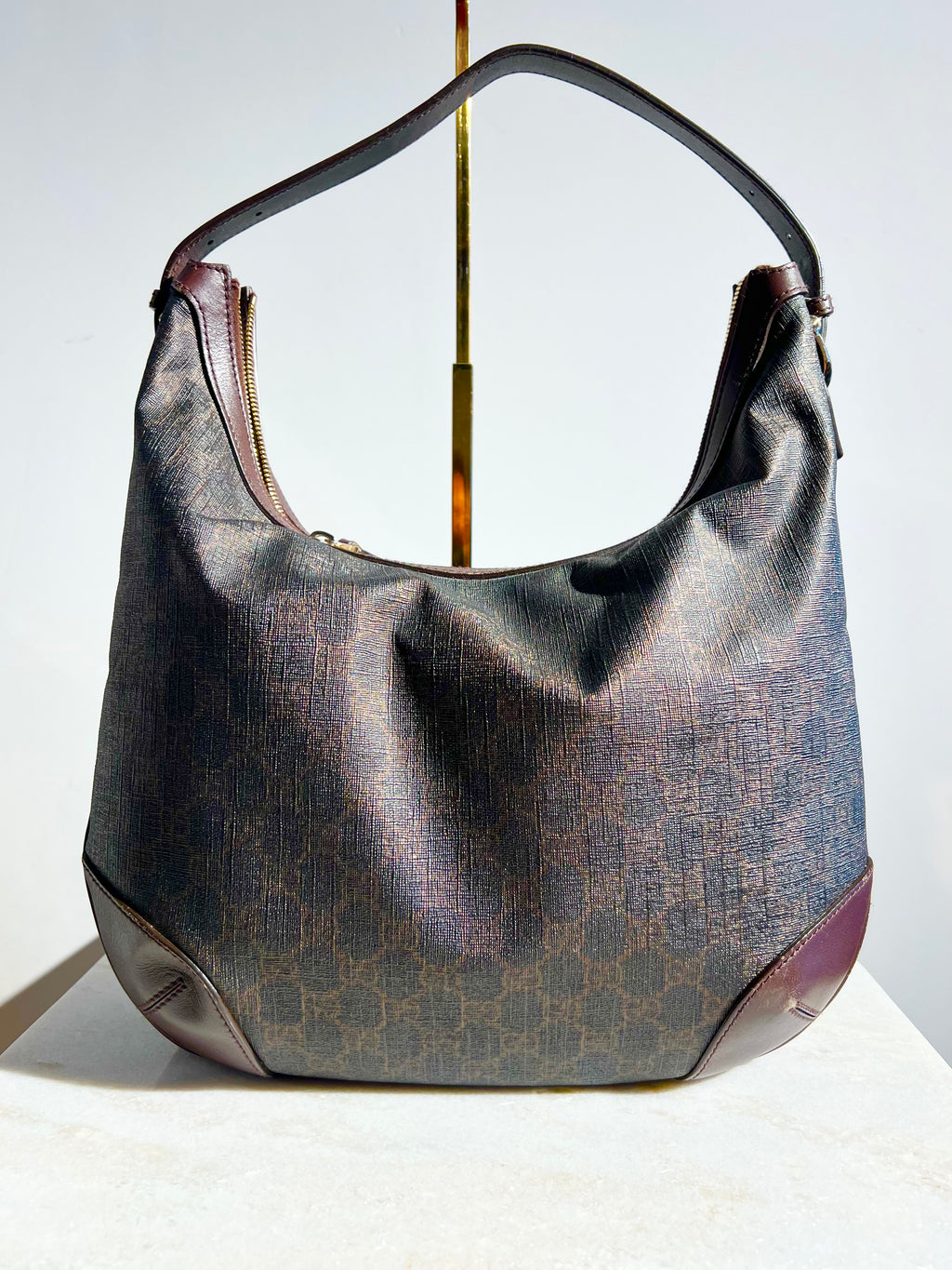 Gucci GG Monogram Hobo – Donkerbruin leder & canvas