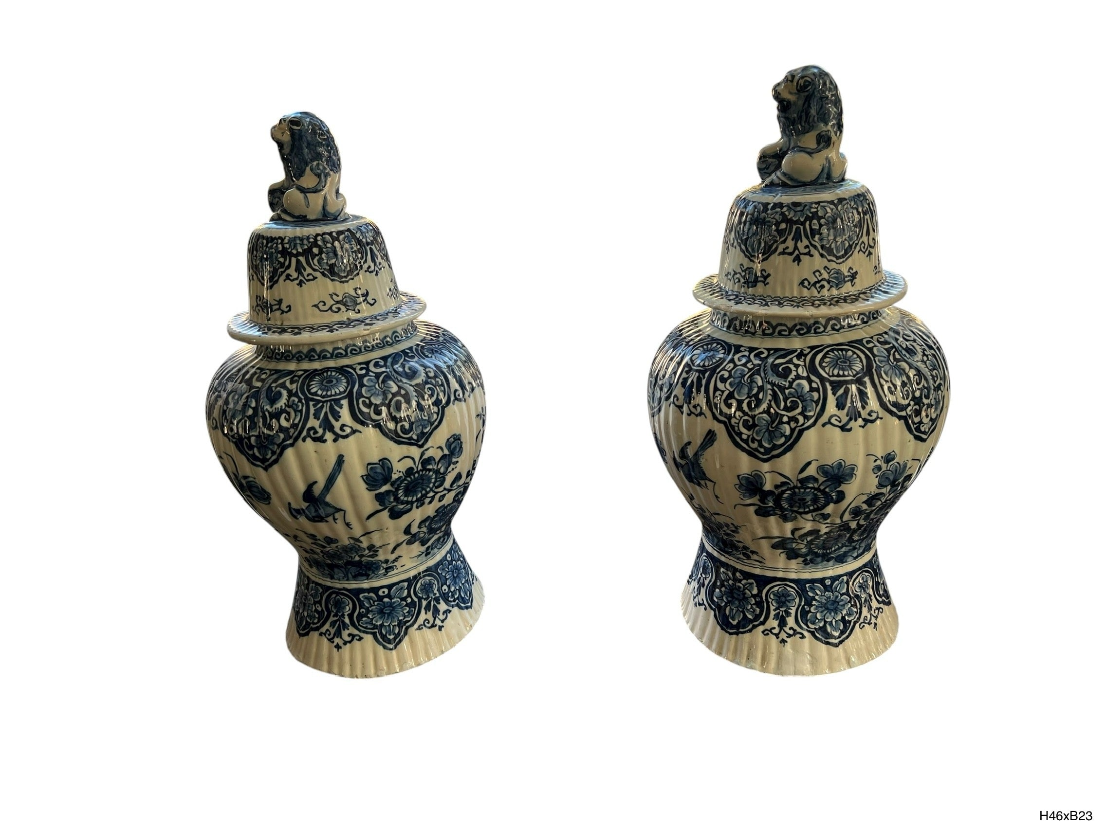 Antiek Delfts blauw vazenpaar (Nederland, 18e–19e eeuw)