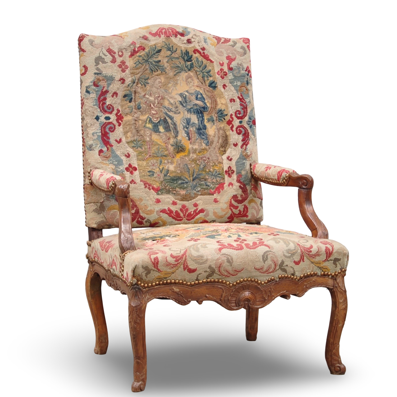 Monumentale Franse fauteuil met hoge rug