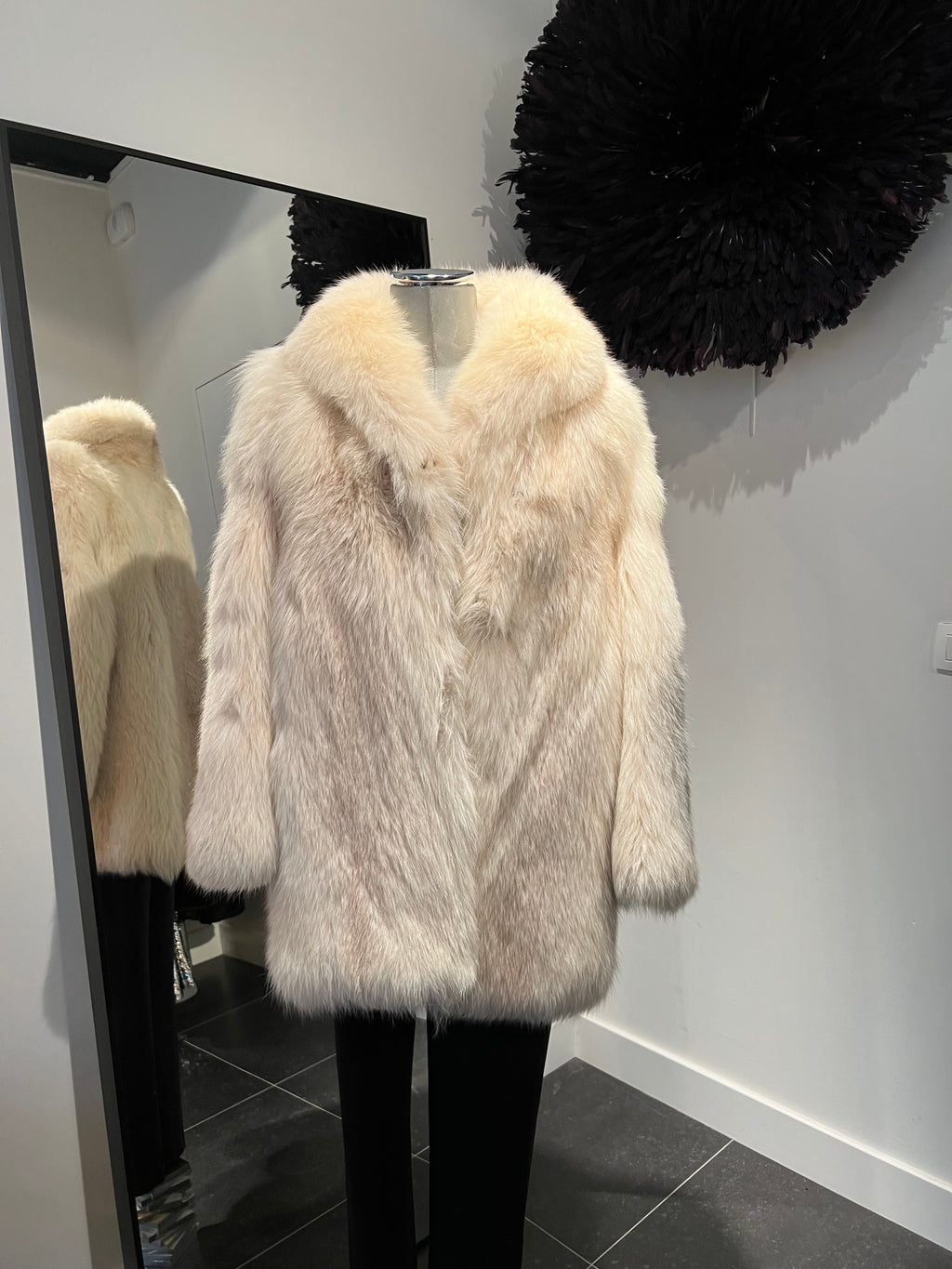 Vintage ivoorwitte bontmantel – Vos