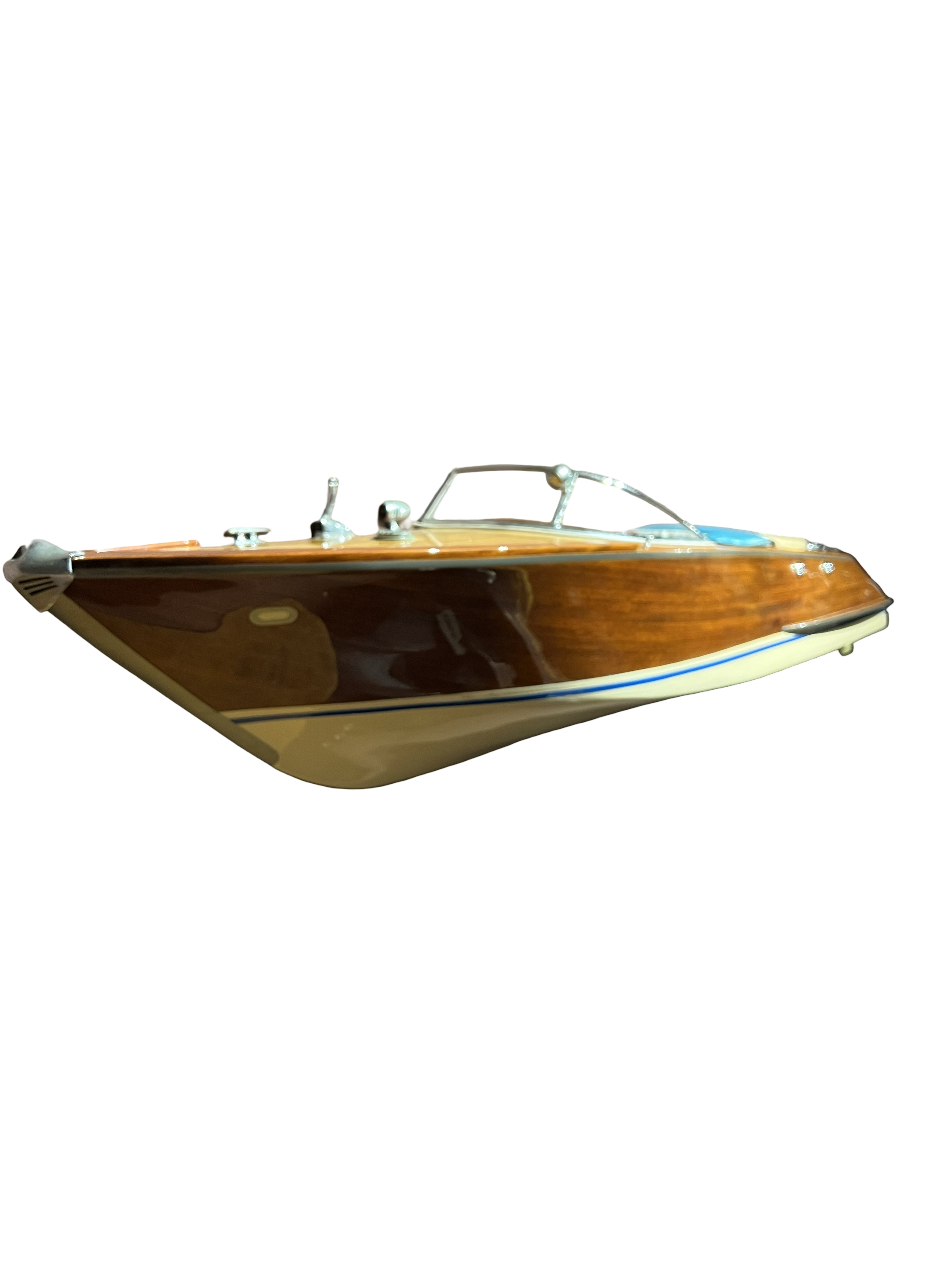 Vintage “Riva-style” Wooden Speedboat – Wall-Mounted Model, ca. 1970–1990