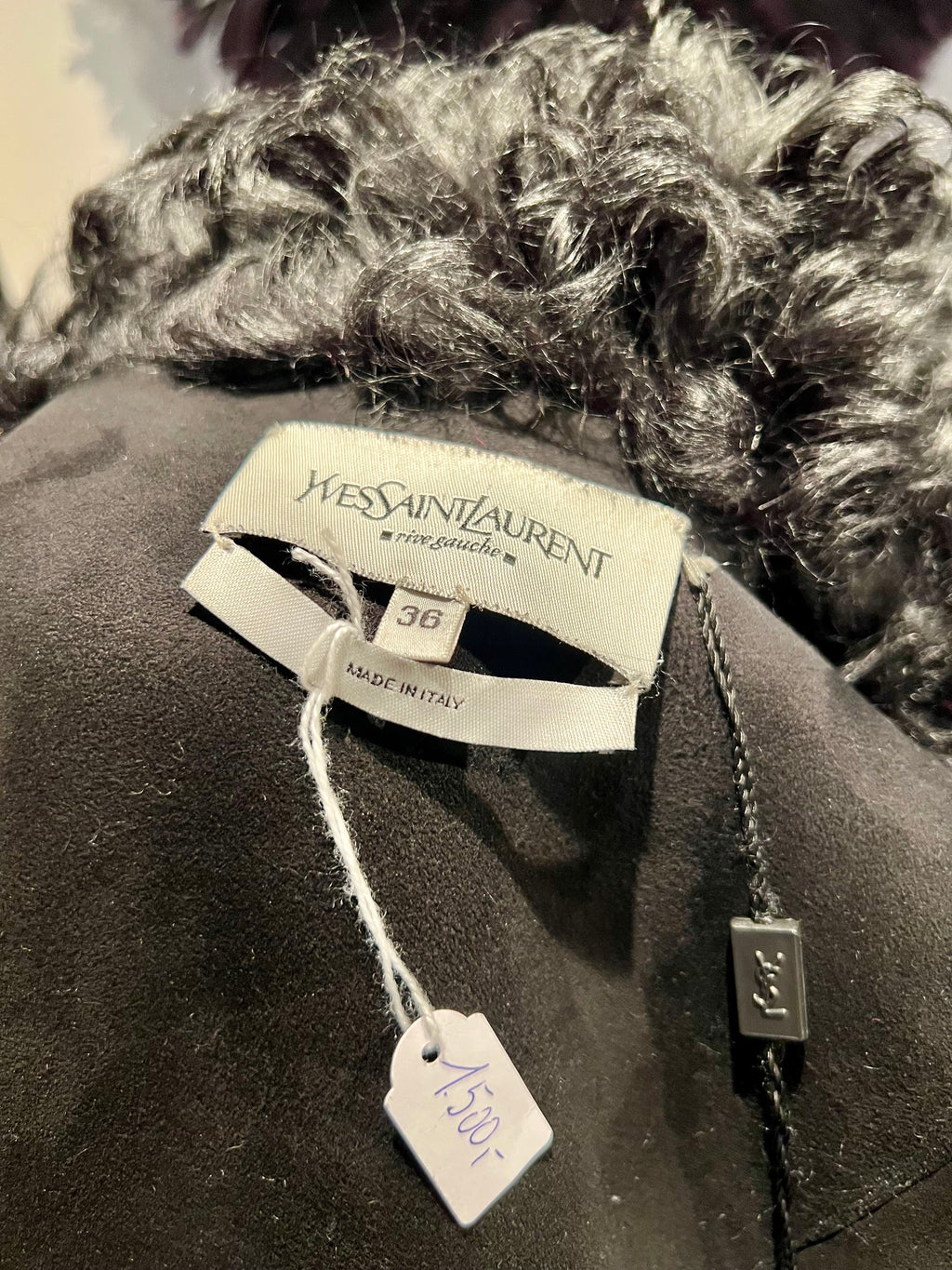 Yves Saint Laurent Rive Gauche – Zwart lammyjack met ceintuur