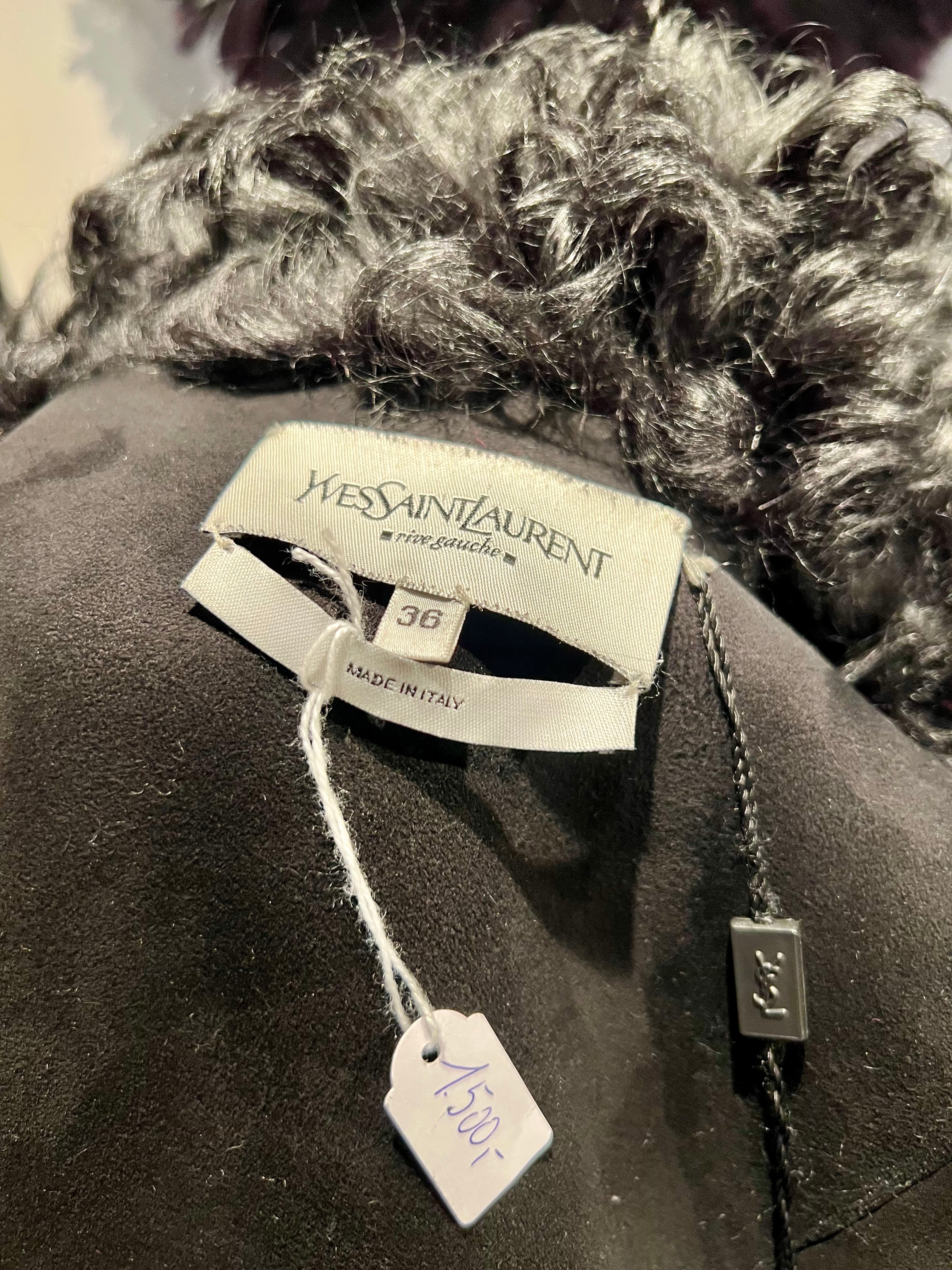 Yves Saint Laurent Rive Gauche – Zwart lammyjack met ceintuur