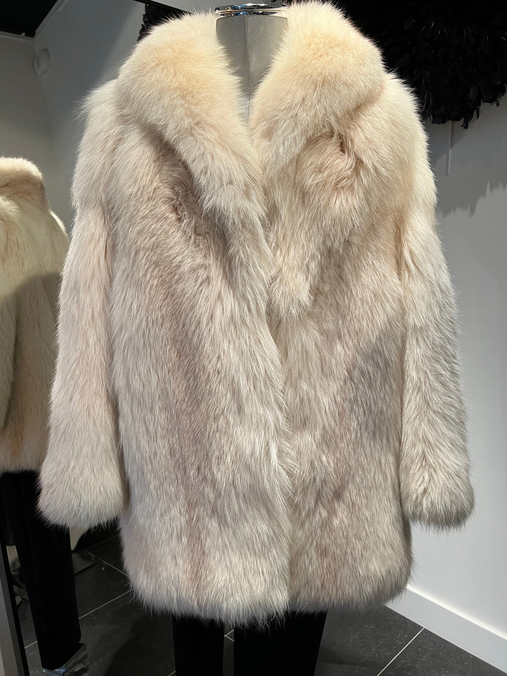 Vintage ivoorwitte bontmantel – Vos