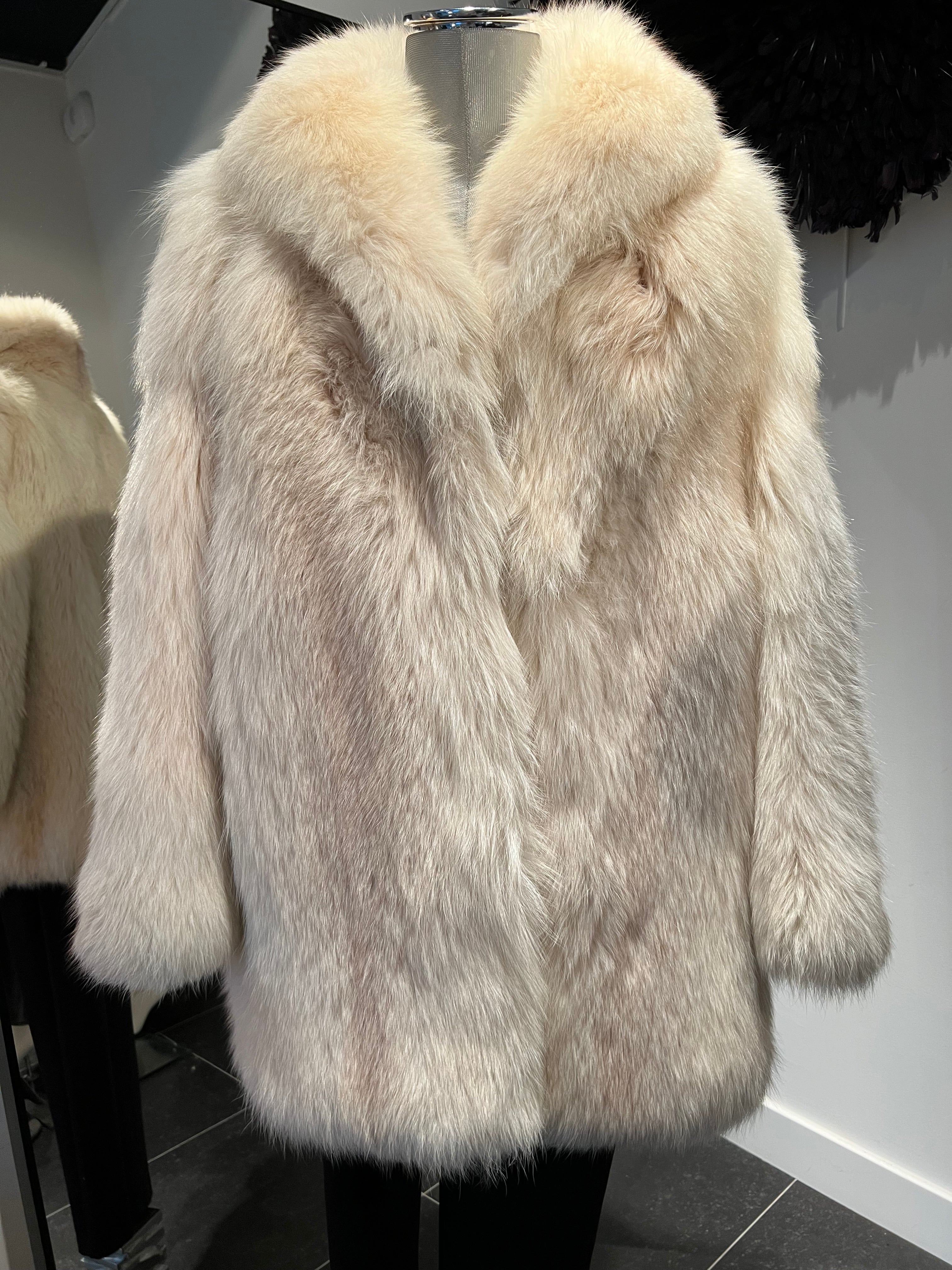 Vintage ivoorwitte bontmantel – Vos