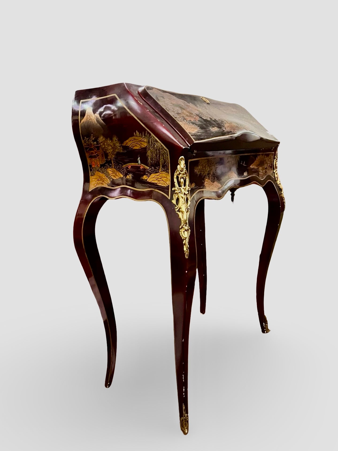French Chinoiserie Lacquer Ladies’ Writing Desk (Louis XV Revival), c. 1880–1925