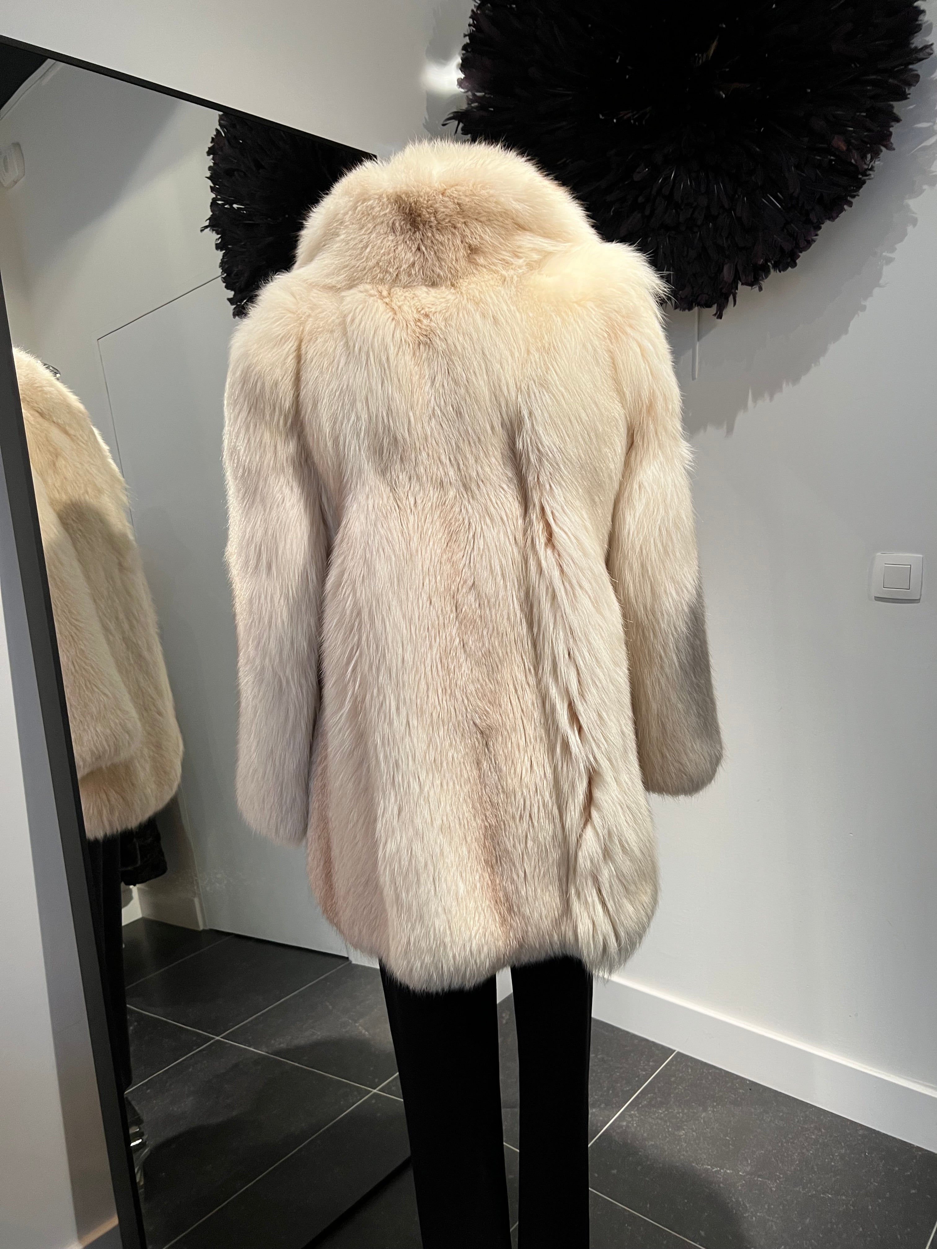Vintage ivoorwitte bontmantel – Vos