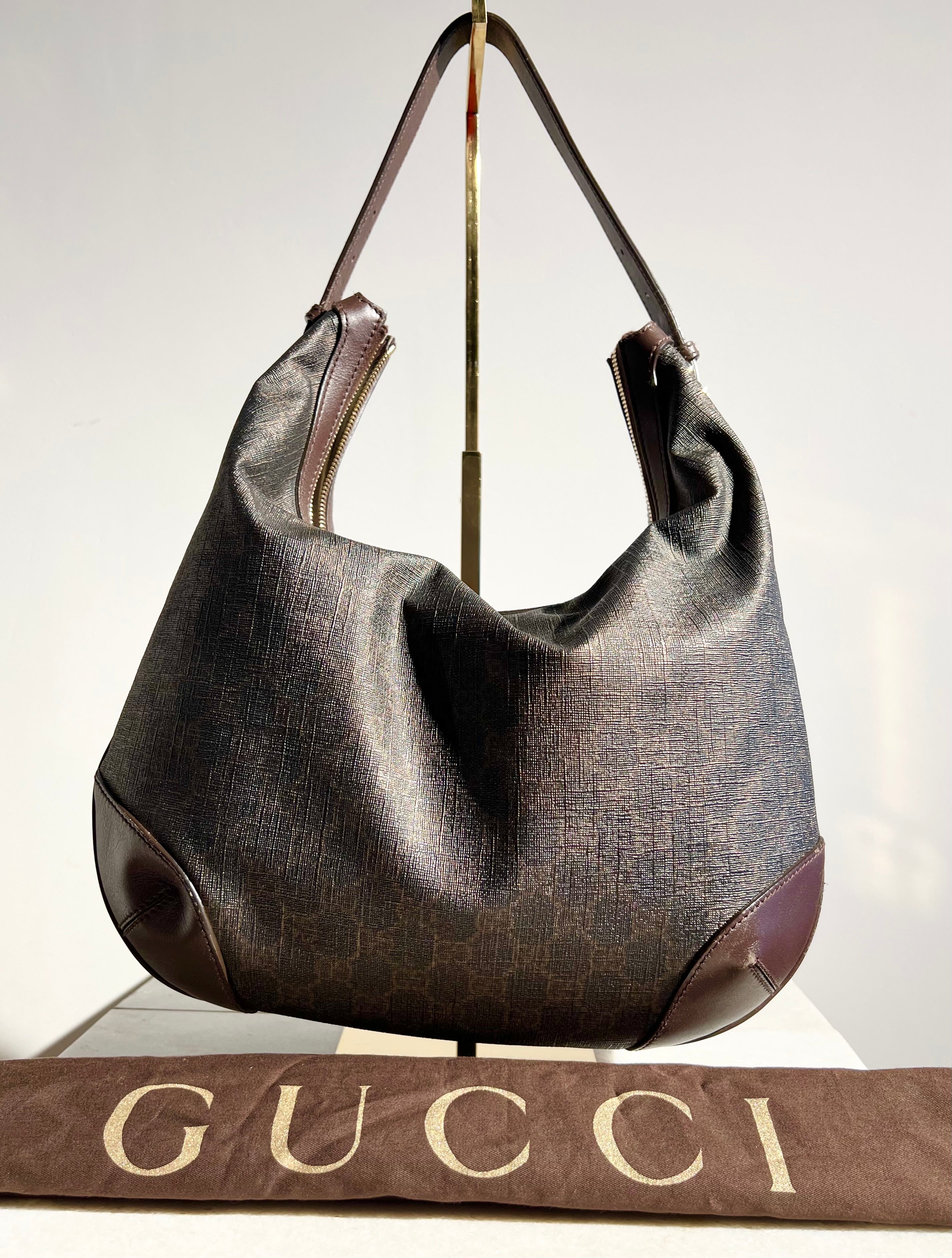 Gucci GG Monogram Hobo – Donkerbruin leder & canvas
