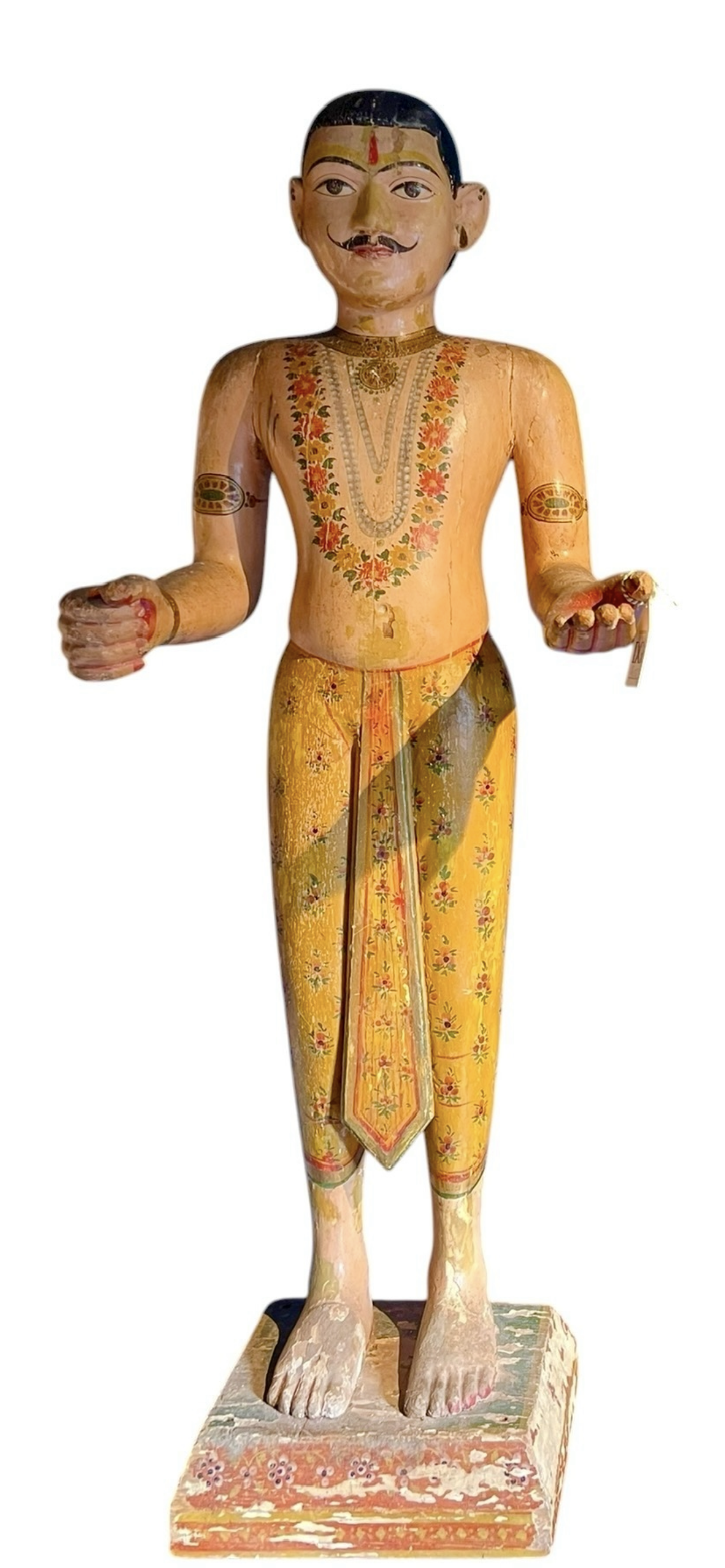 Pair of Large Rajasthani Polychrome Wooden Figures — India, Late 20th Century (H120 cm)