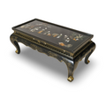 A Chinese lacquer coffee table with inlaid hardstone figures, made in a Guangzhou/Hong Kong