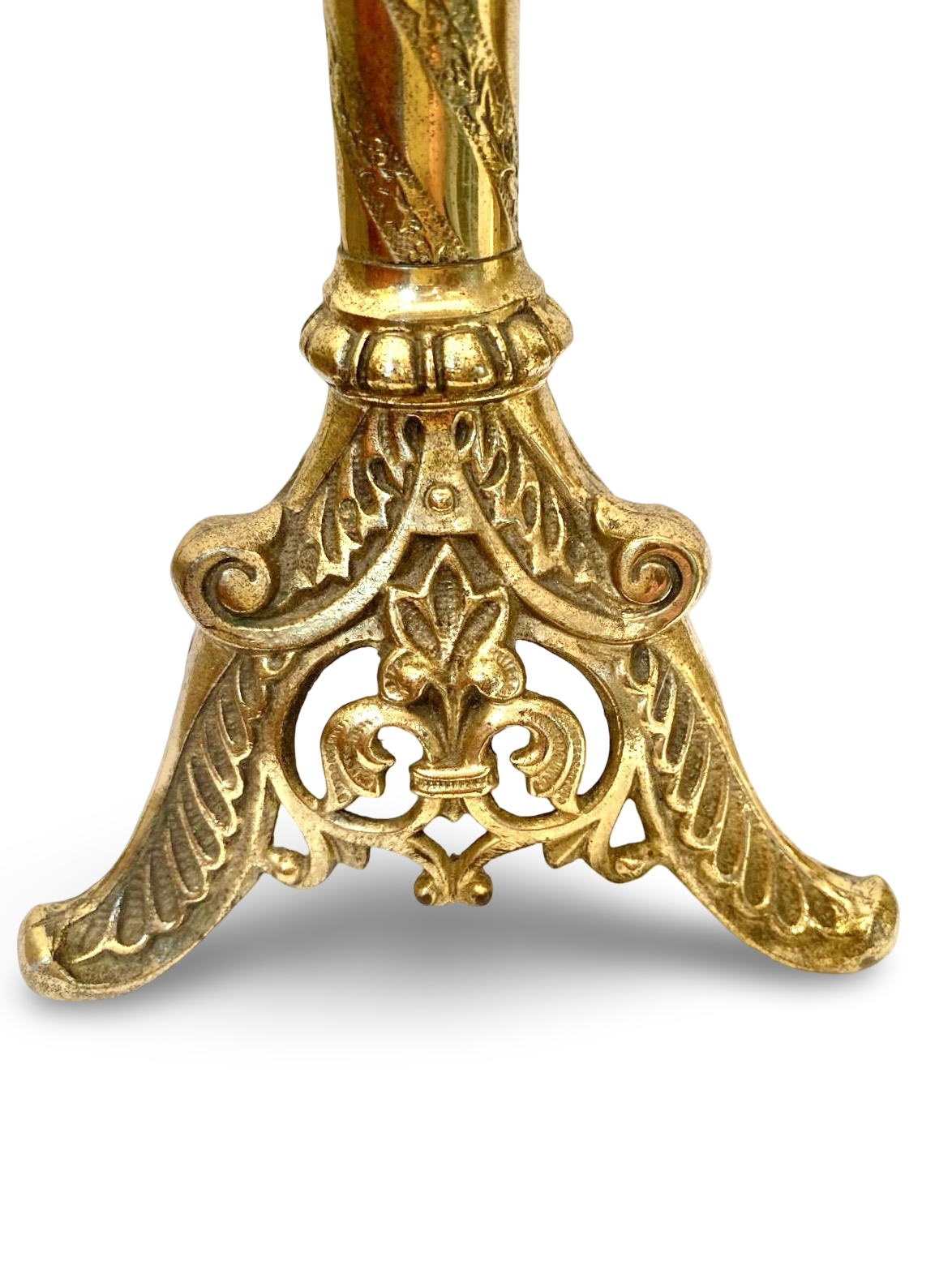 Pair of Gothic-Revival Brass Candlesticks — Northern France, ca. 1890–1910