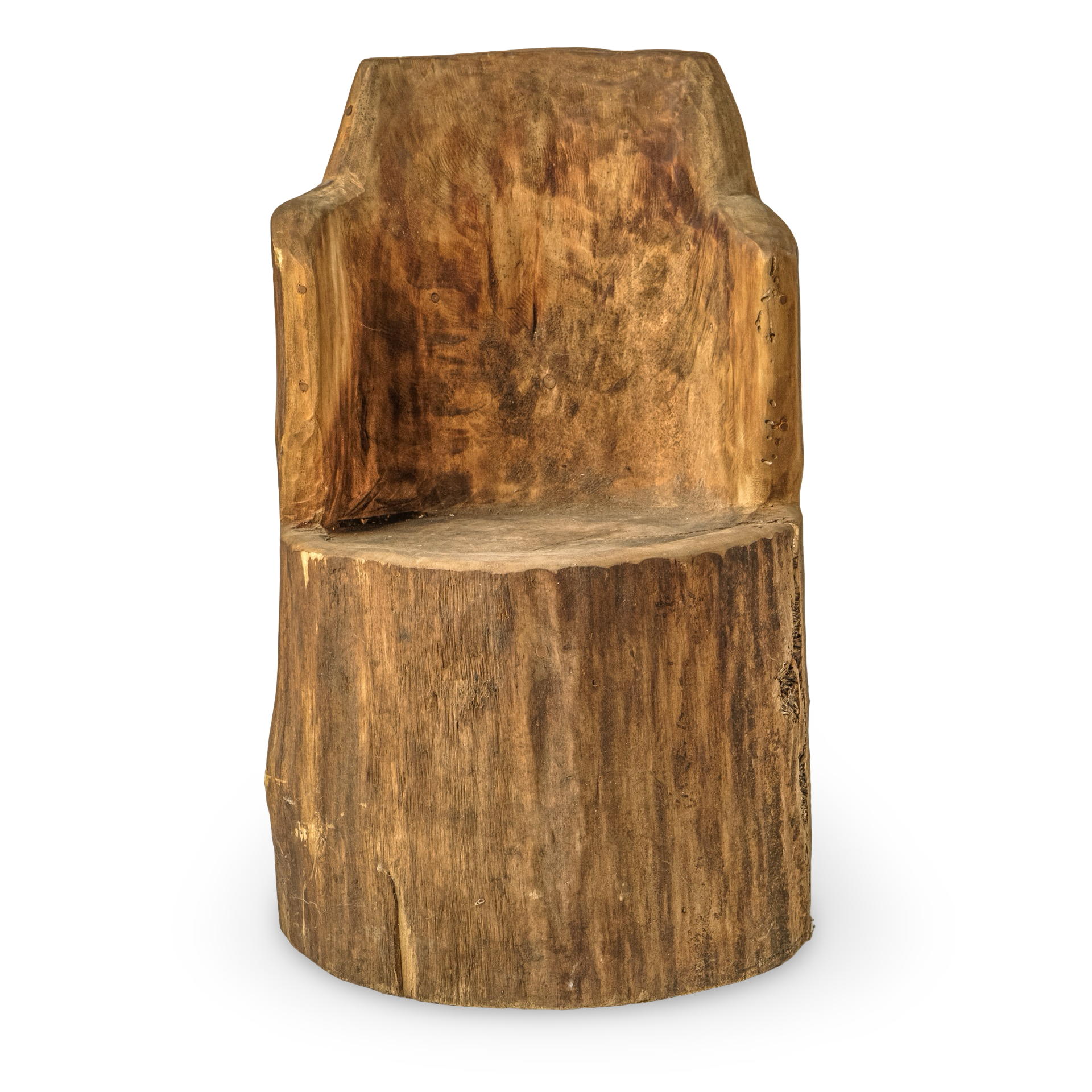 Spectaculaire boomstam eettafel met vier bijpassende stoelen