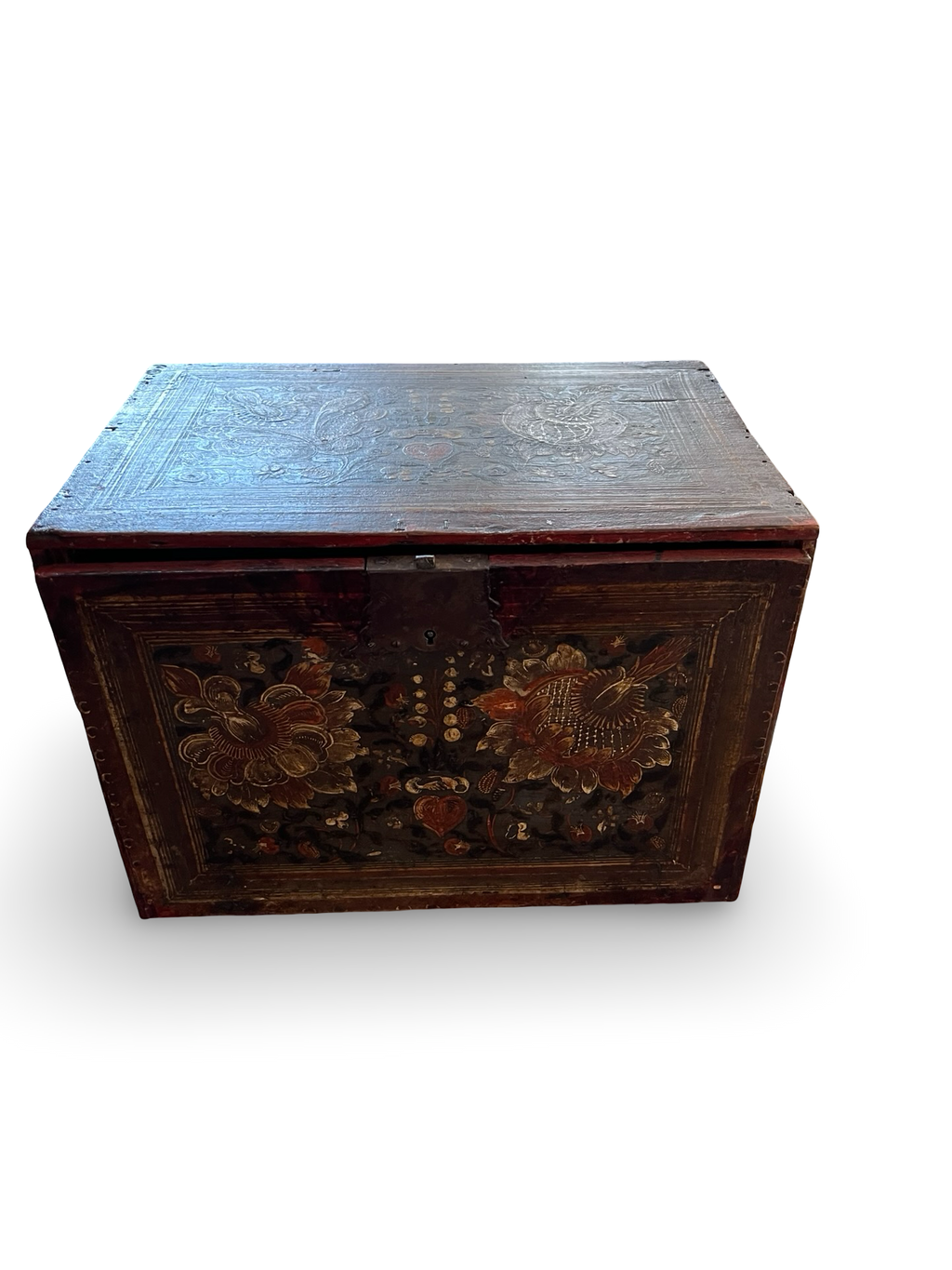 Alpine painted strongbox / travelling cabinet