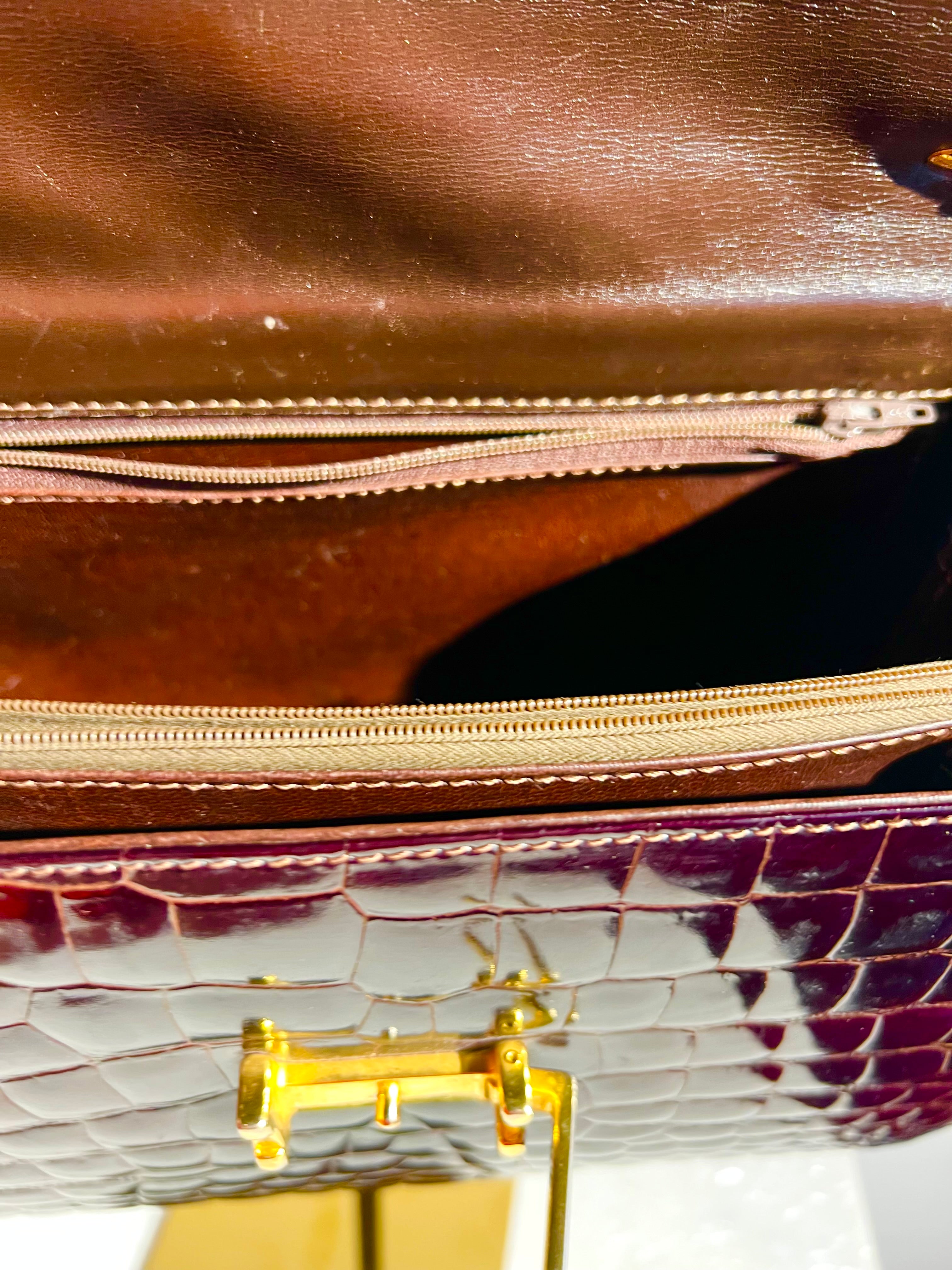 Vintage Bordeaux Crocodile Handtas