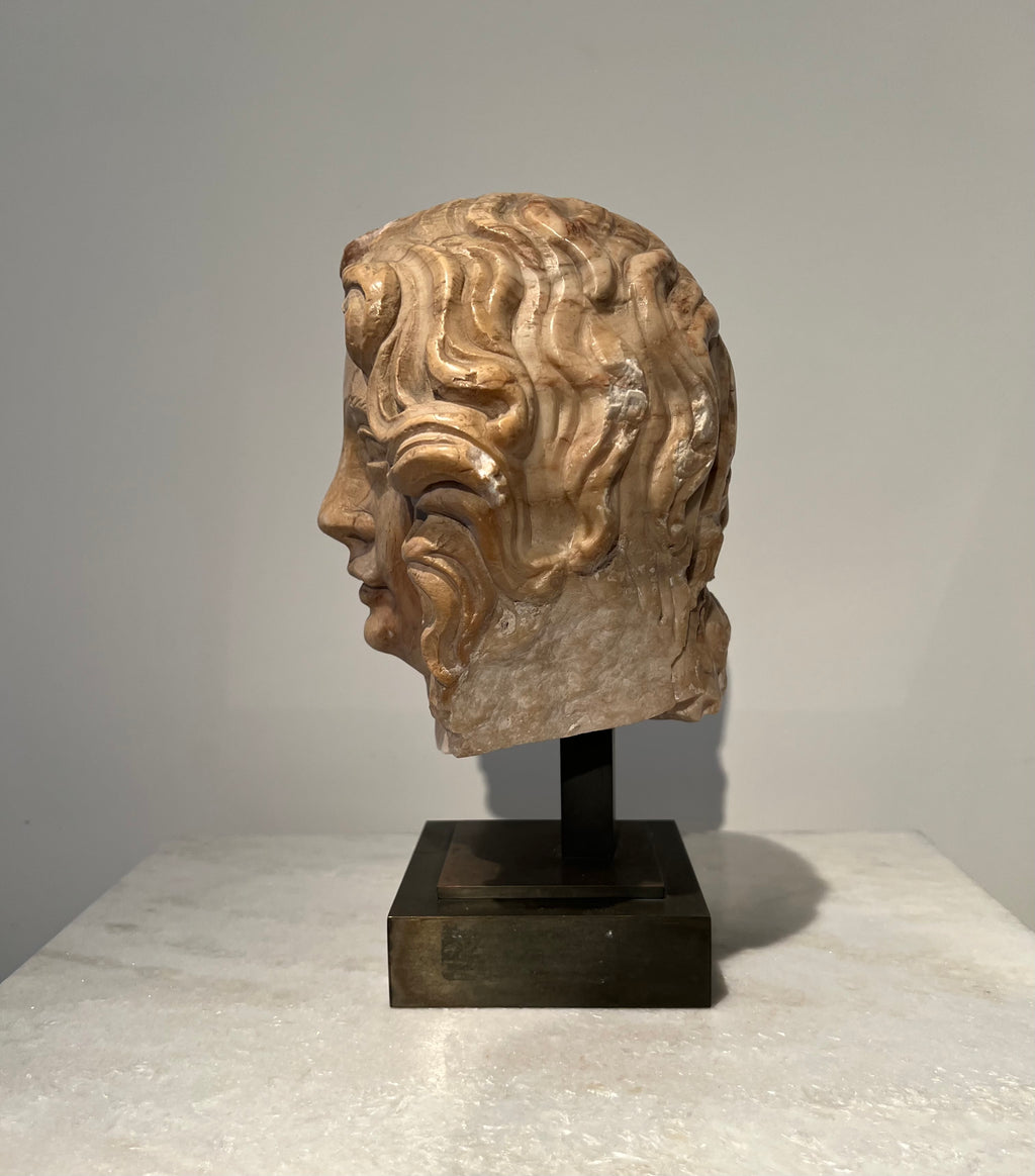 Antiek marmeren hoofd van een jongeling – Neoklassiek / Renaissance Revival – 19e eeuw