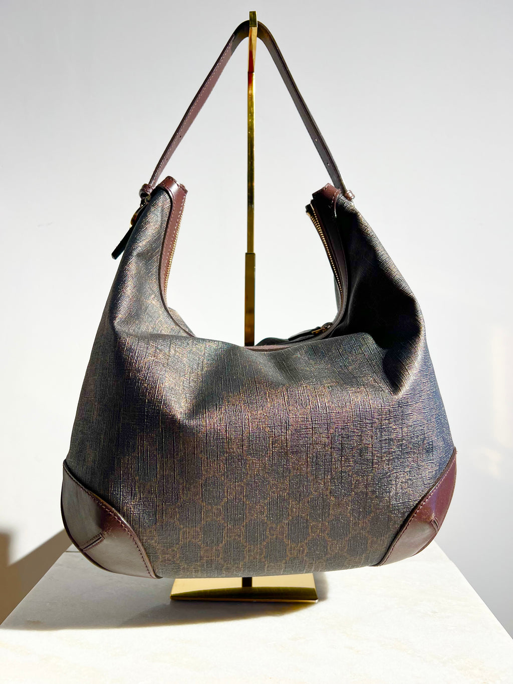 Gucci GG Monogram Hobo – Donkerbruin leder & canvas