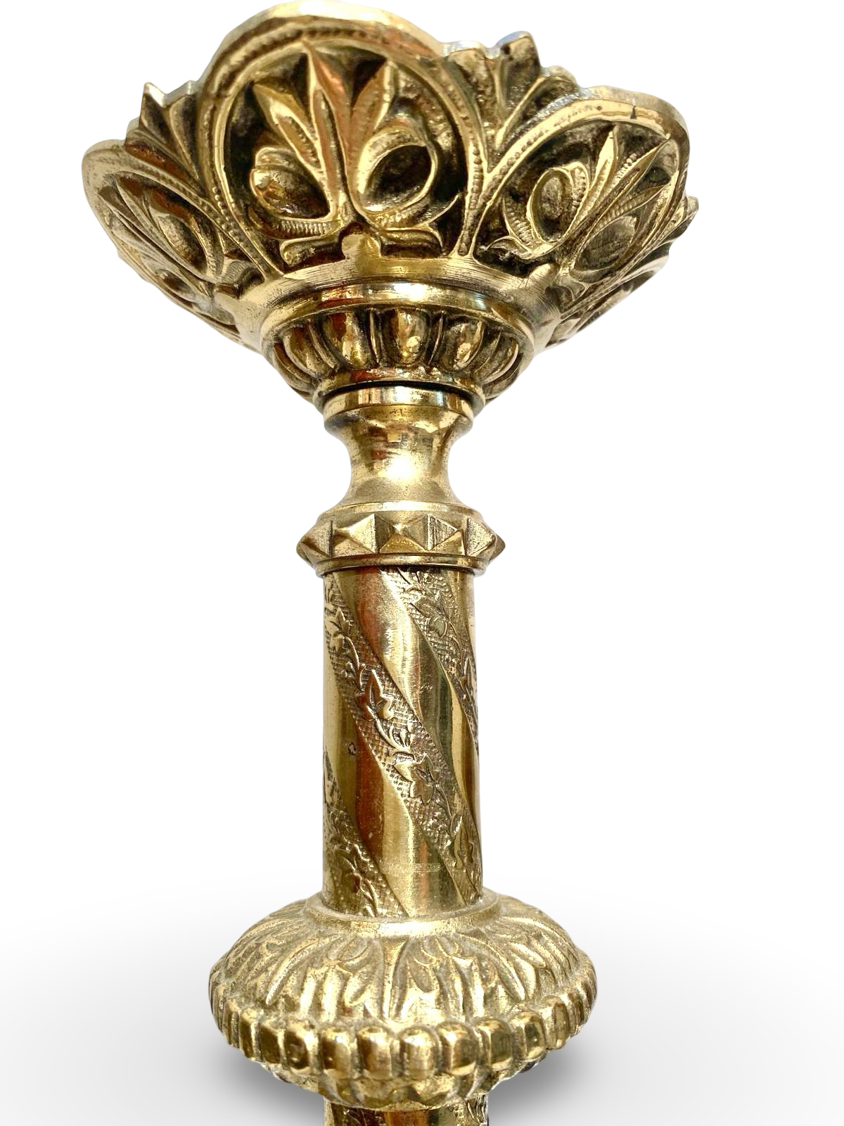 Pair of Gothic-Revival Brass Candlesticks — Northern France, ca. 1890–1910