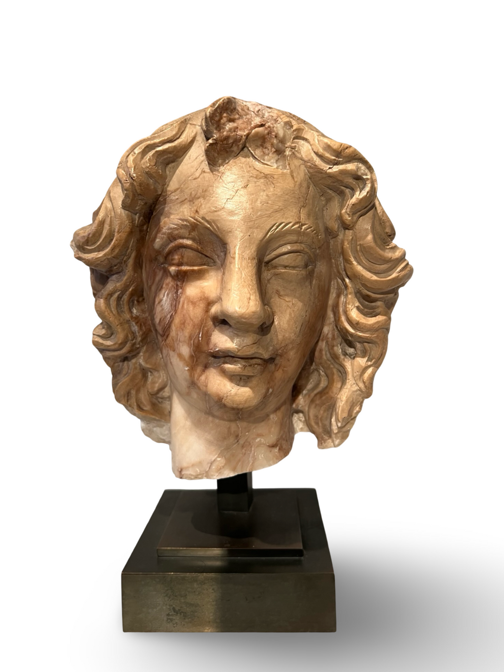 Antiek marmeren hoofd van een jongeling – Neoklassiek / Renaissance Revival – 19e eeuw