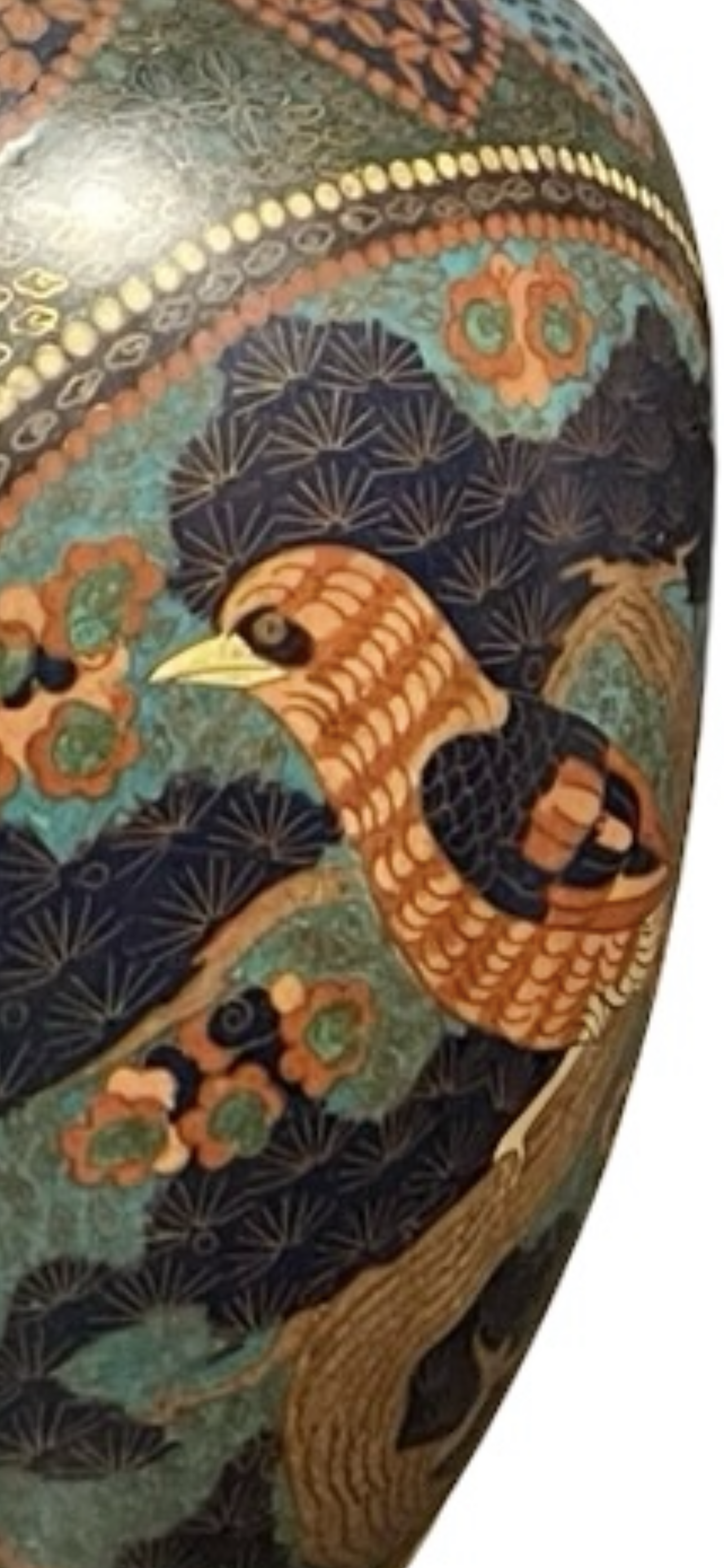Japanese Cloisonné Vase with Bird Motif — Meiji–Taishō Period