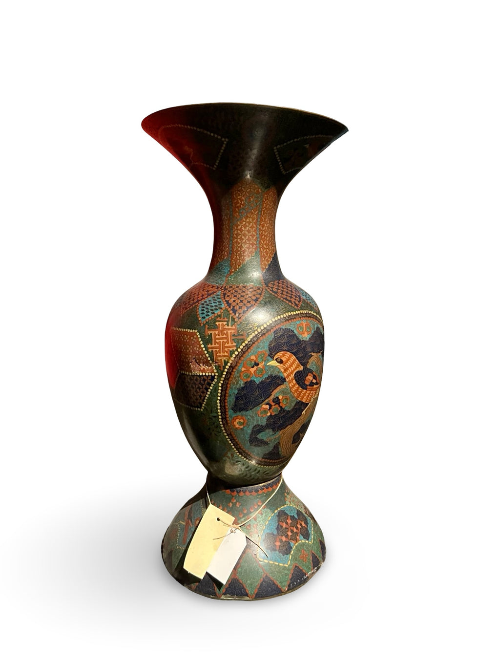 Japanese Cloisonné Vase with Bird Motif — Meiji–Taishō Period