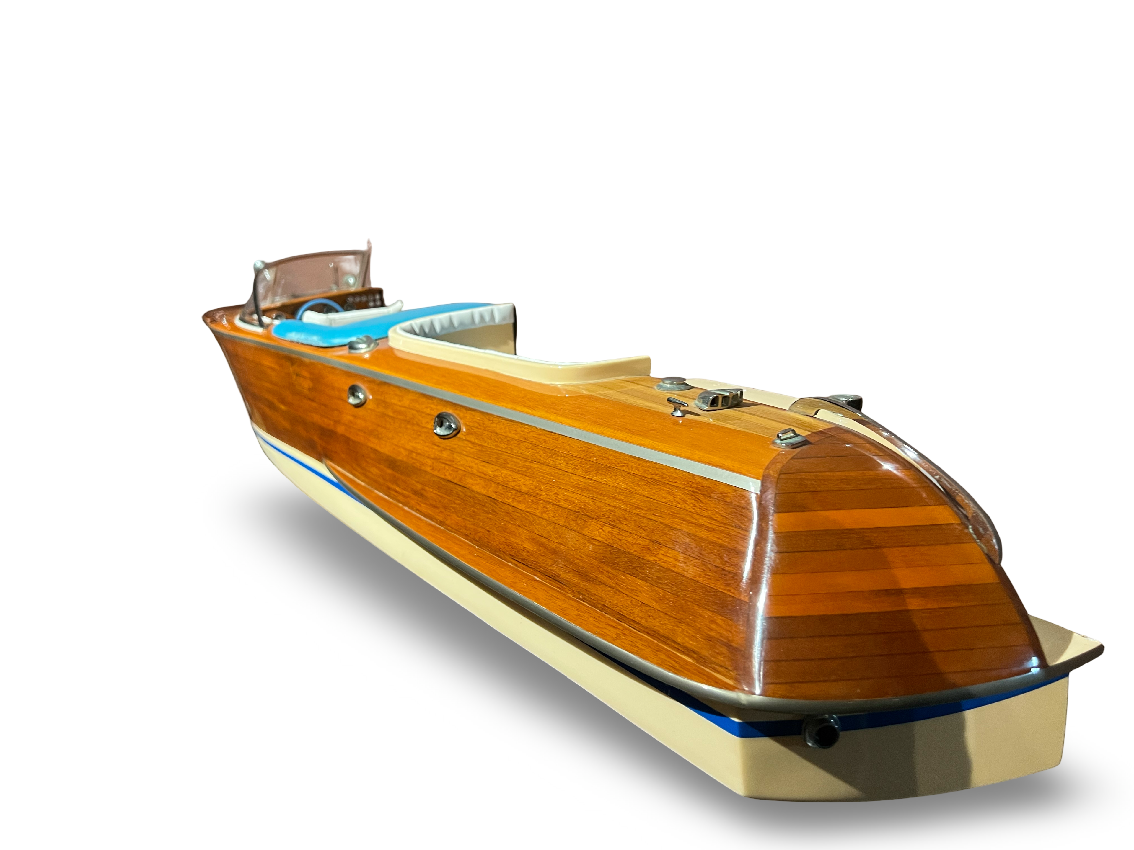 Vintage “Riva-style” Wooden Speedboat – Wall-Mounted Model, ca. 1970–1990