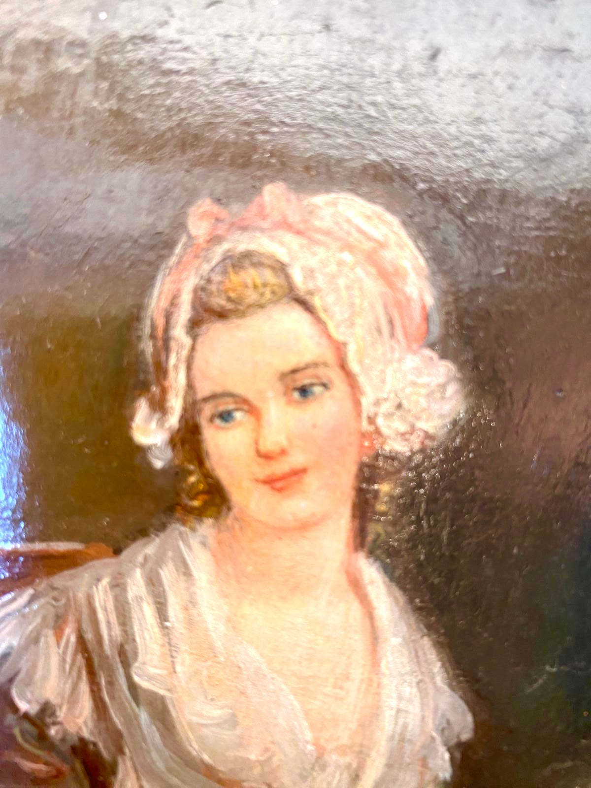 French School “La Jeune Fille aux Œufs” — Oil on Panel, 19th c., after Greuze