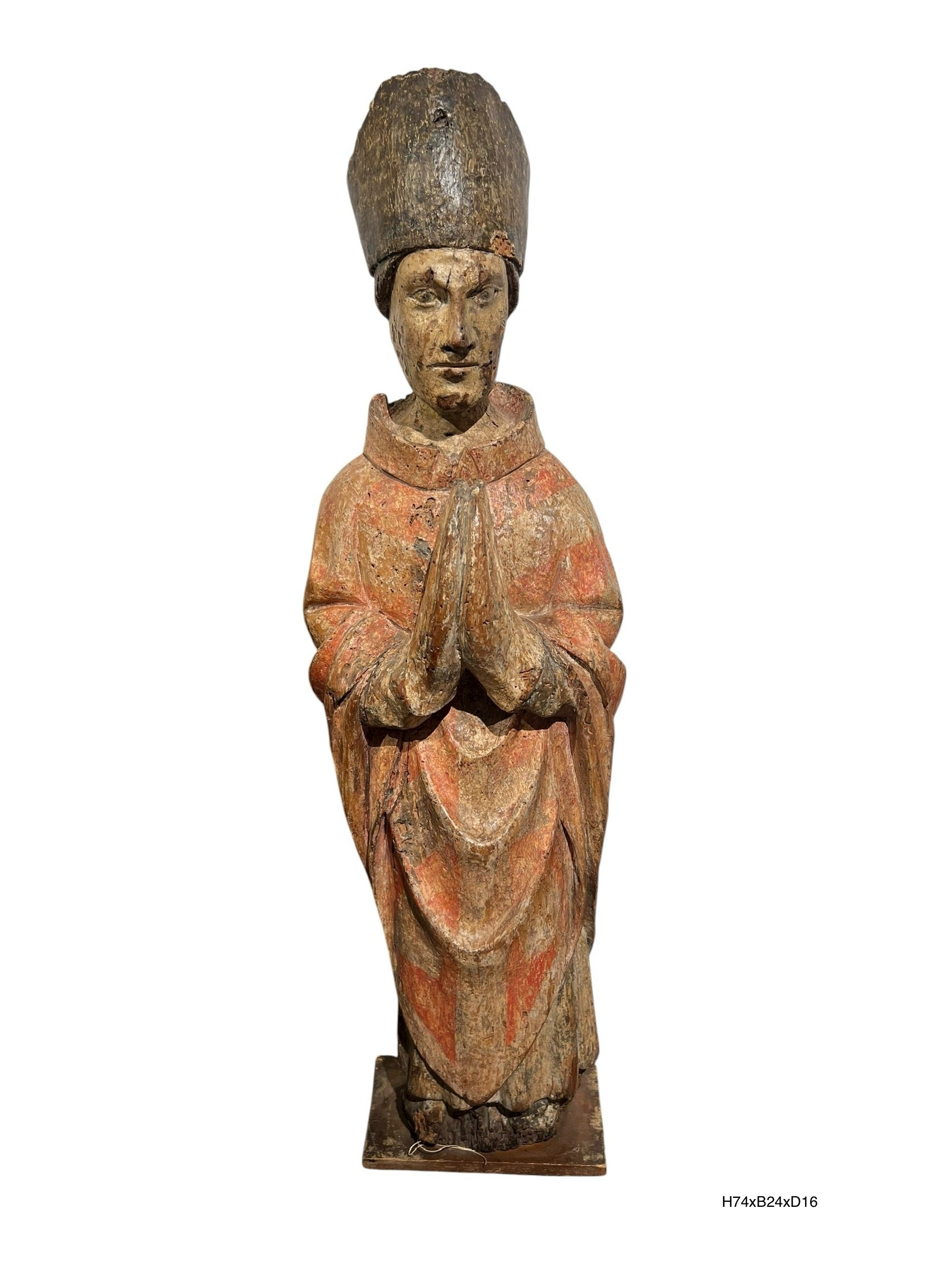 Houten biddende bisschop / abt