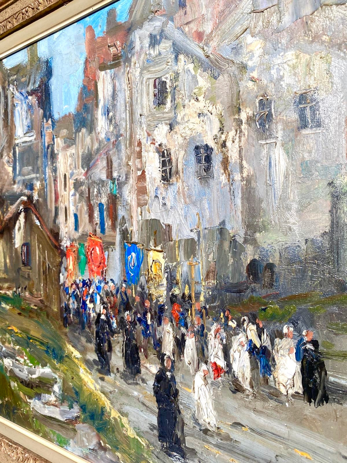 Paul Hagemans (1884–1959) — Mediterranean Procession in the Old Town, Oil on Canvas/Board