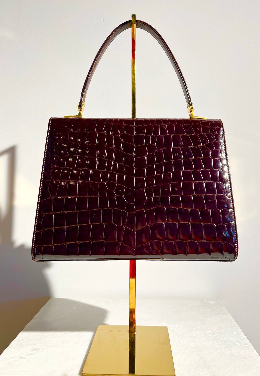 Vintage Bordeaux Crocodile Handtas