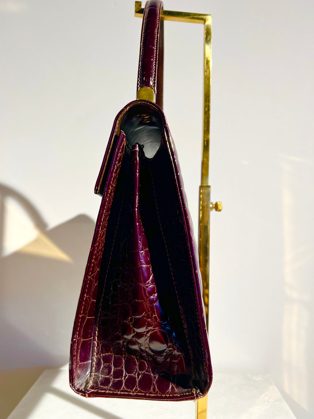 Vintage Bordeaux Crocodile Handtas