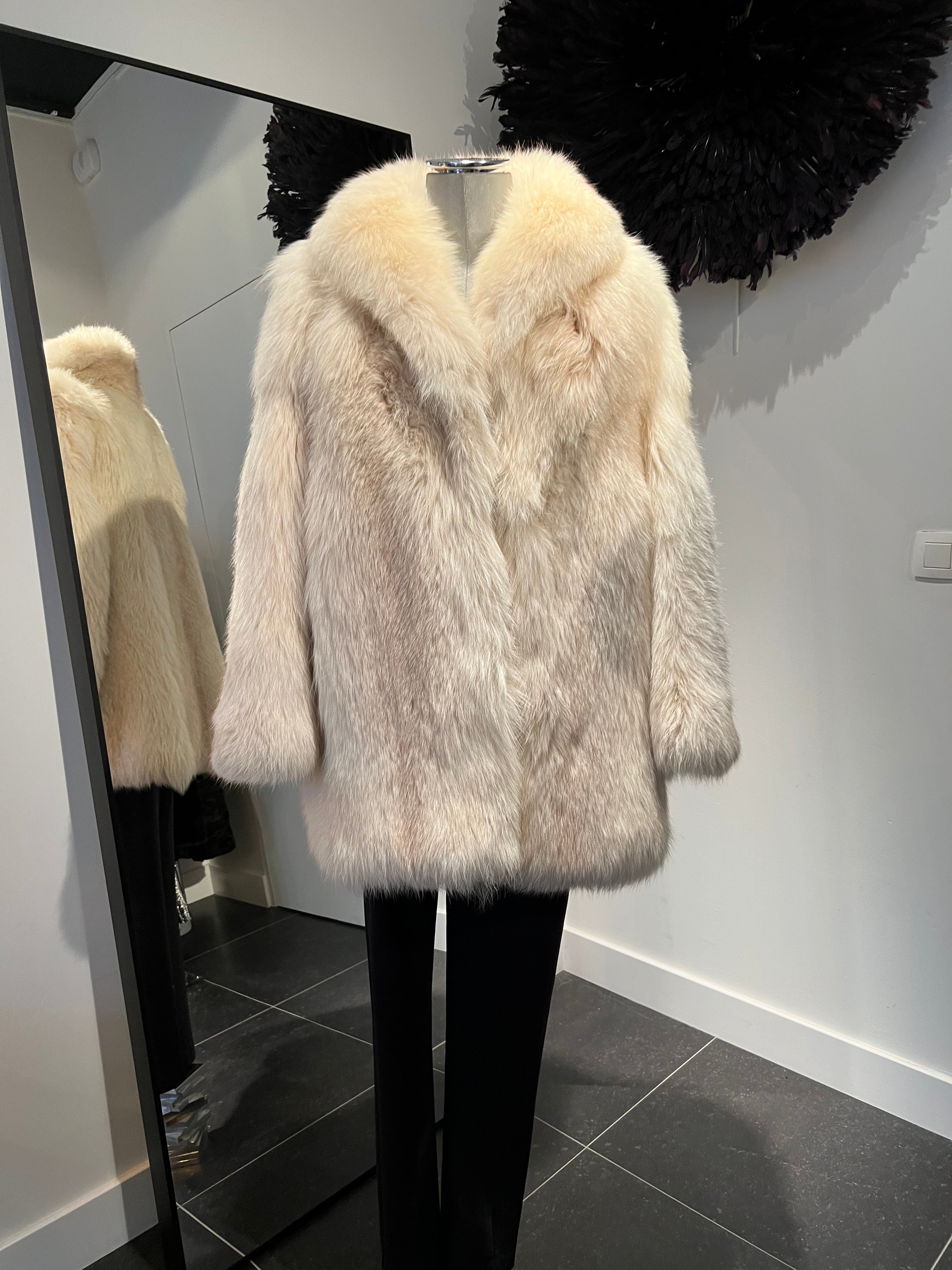 Vintage ivoorwitte bontmantel – Vos