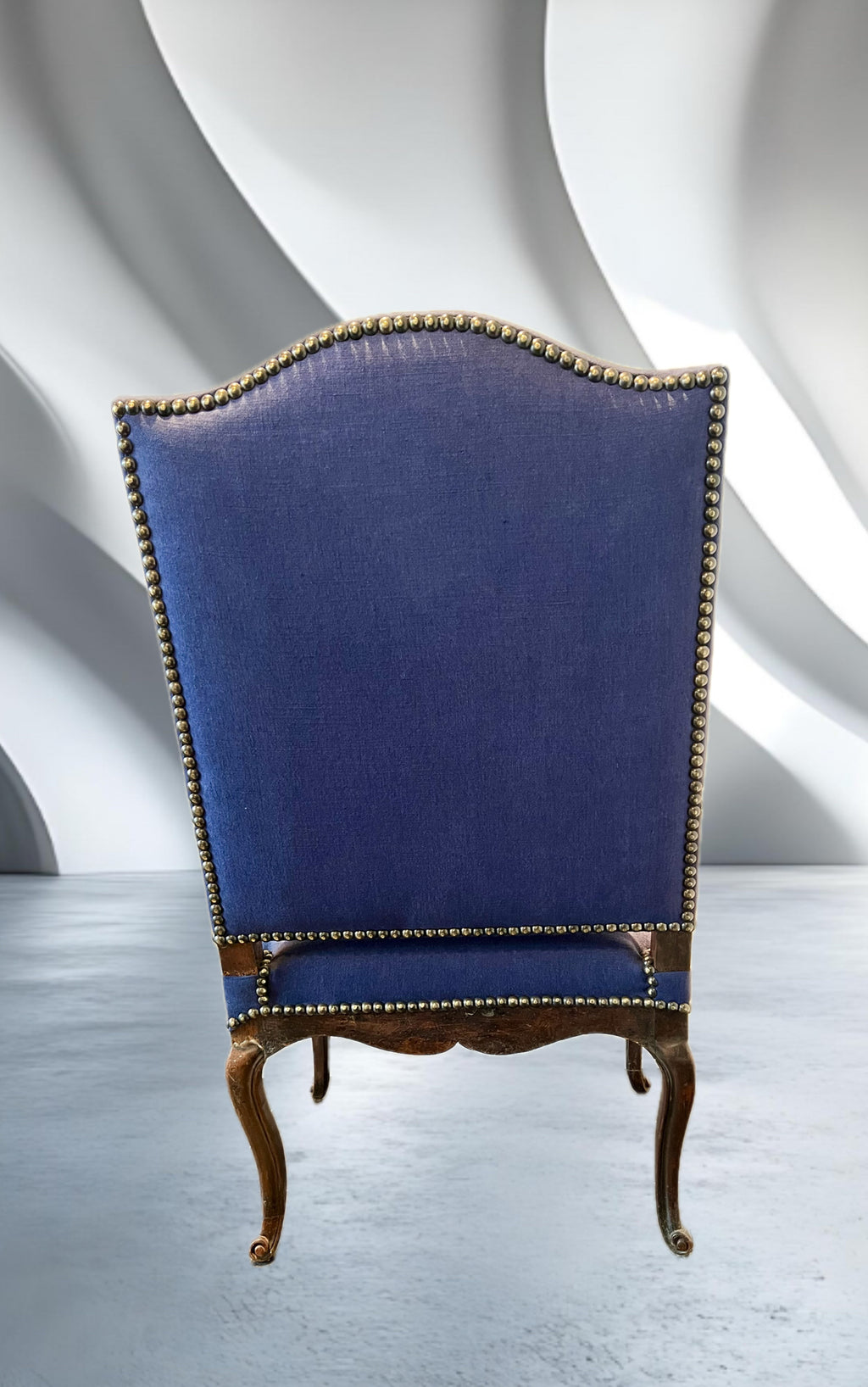 Louis XV-stijl fauteuil met blauwe linnen bekleding – ca. 1900