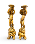 Pair of Neo-Baroque Putti Torchère / Tazza Stands — Northern Italy, c. 1880–1930