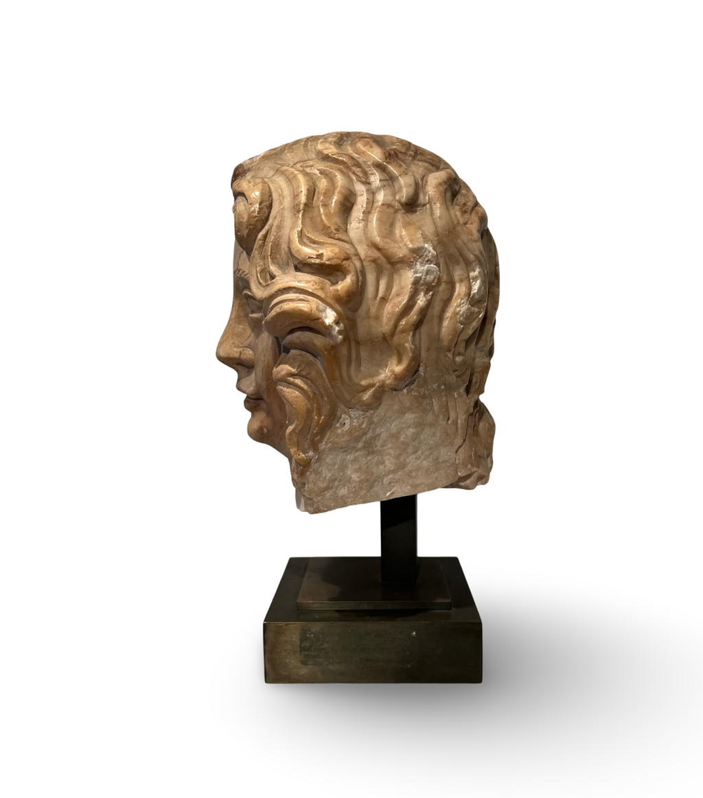 Antiek marmeren hoofd van een jongeling – Neoklassiek / Renaissance Revival – 19e eeuw