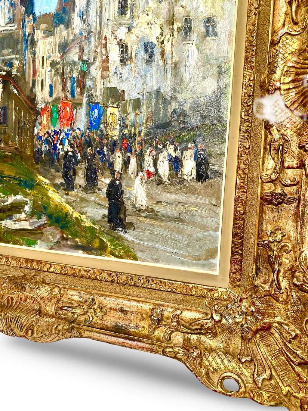 Paul Hagemans (1884–1959) — Mediterranean Procession in the Old Town, Oil on Canvas/Board