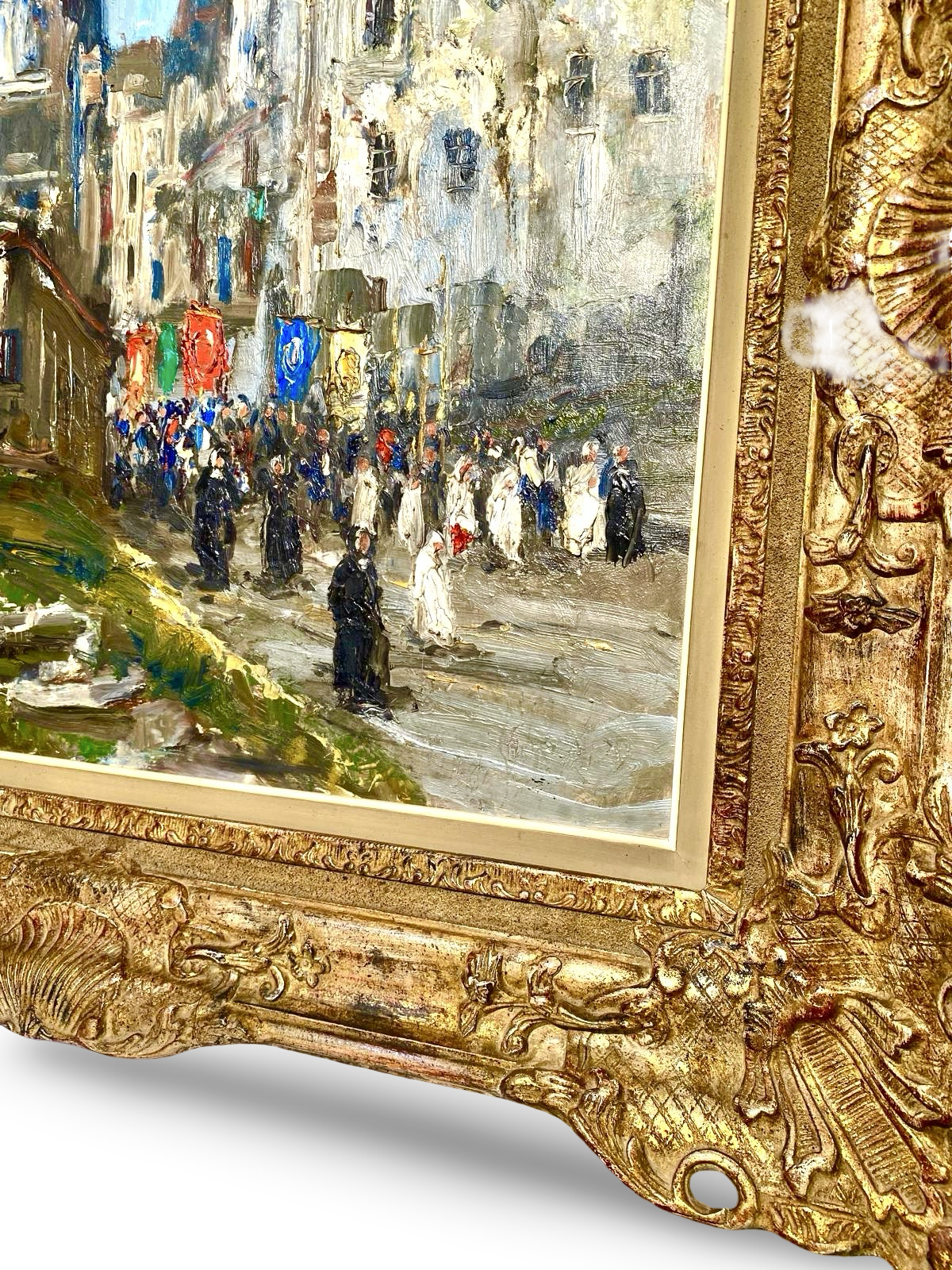 Paul Hagemans (1884–1959) — Mediterranean Procession in the Old Town, Oil on Canvas/Board