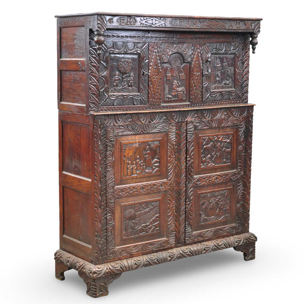 Zwitserse gesneden huwelijkskast – Bernese Oberland, gedateerd 1739