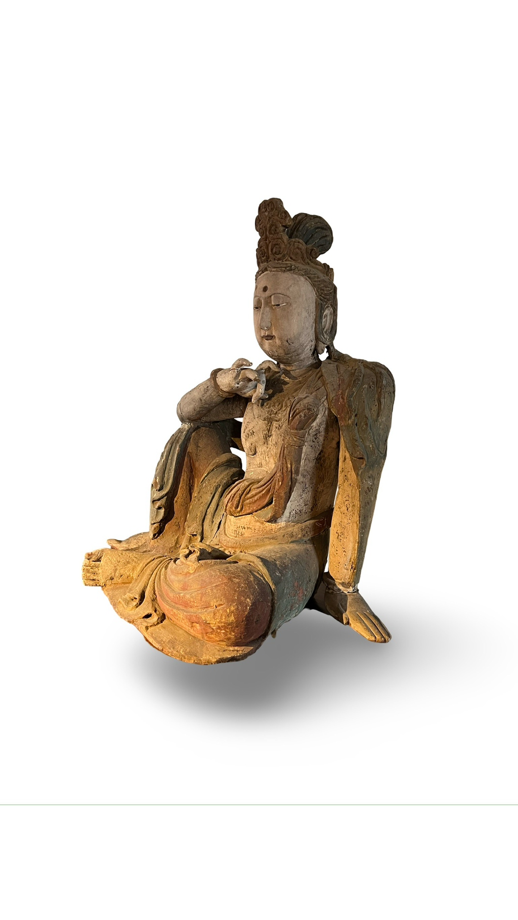Chinese ‘Water-Moon’ Guanyin in hout – Noord-China, laat Qing / vroege Republiek (ca. 1875–1915)
