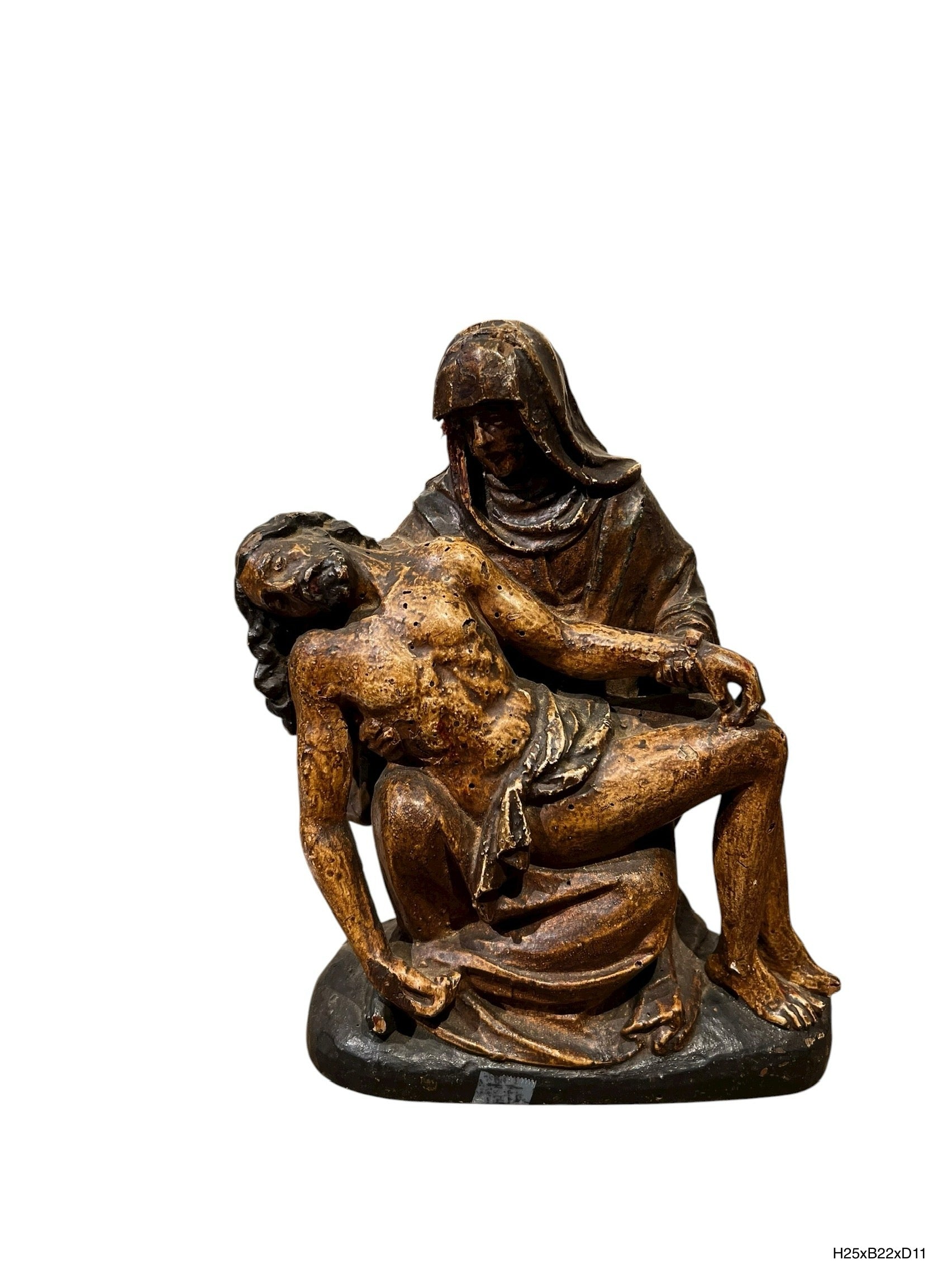 18e/19e-eeuwse Beierse Pietà – handgesneden polychroom hout