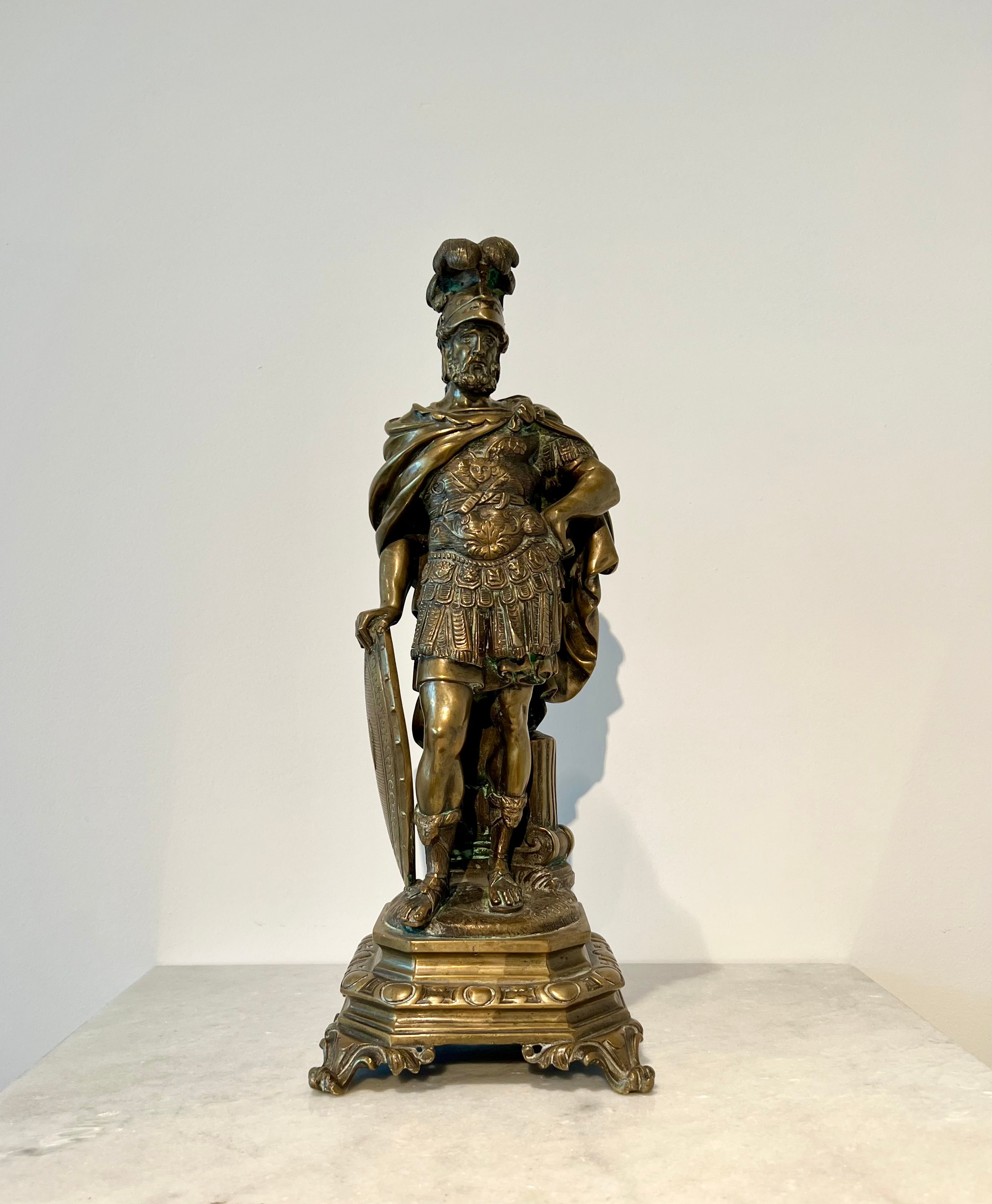 ANCIEN BRONSBEELD VAN ROMEINS STRIJDER – FRANKRIJK, 19E EEUW