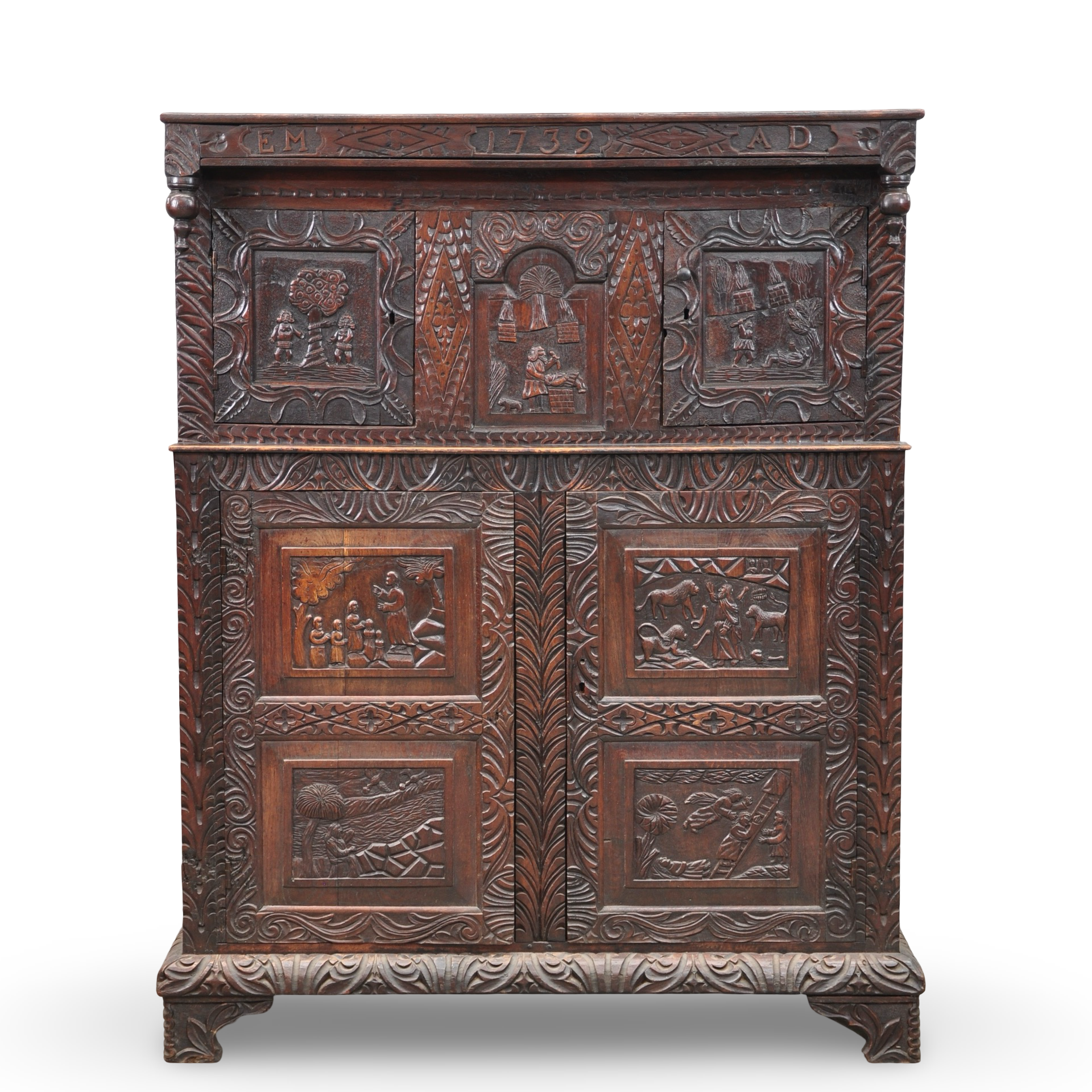 Zwitserse gesneden huwelijkskast – Bernese Oberland, gedateerd 1739