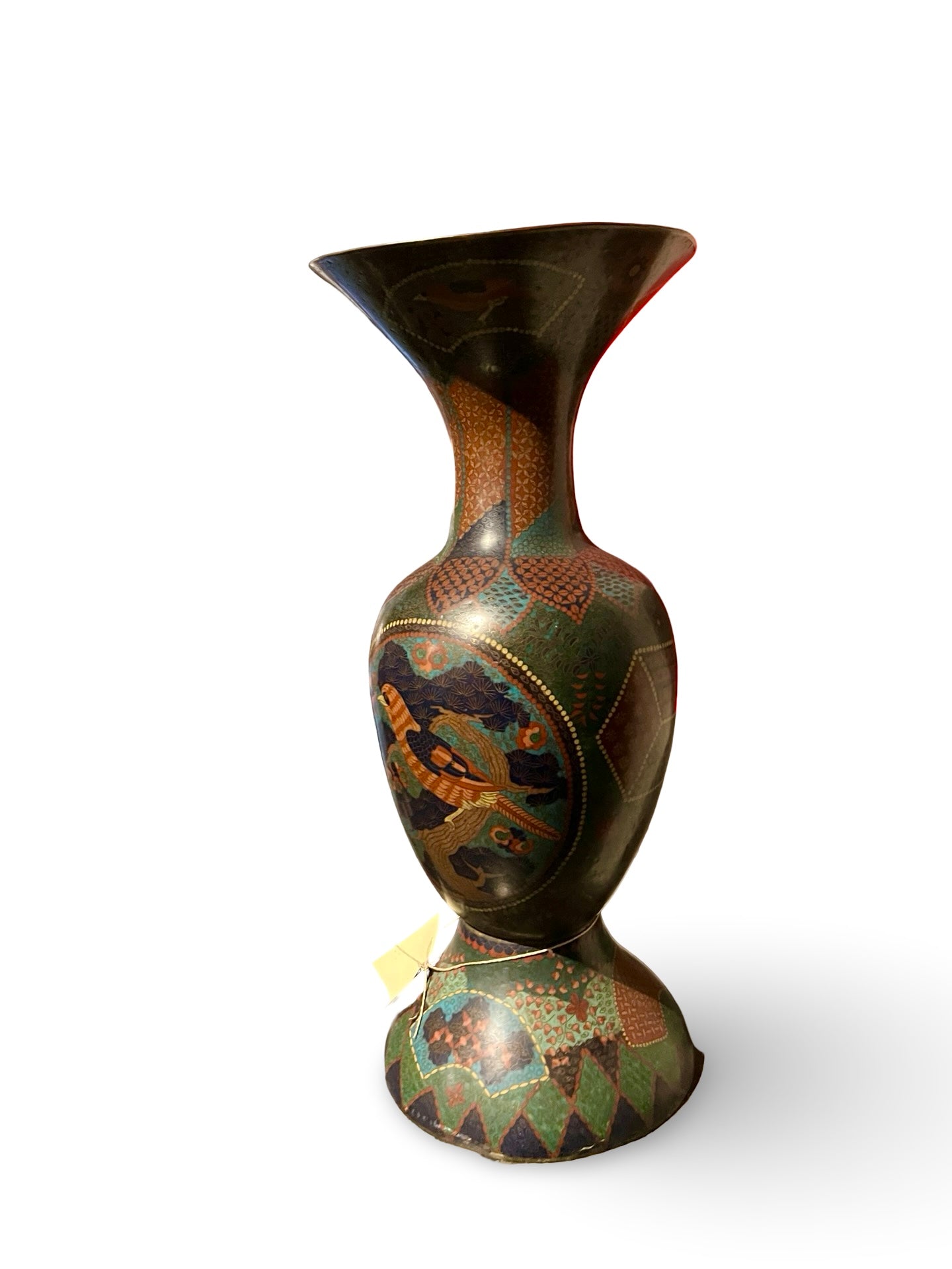 Japanese Cloisonné Vase with Bird Motif — Meiji–Taishō Period