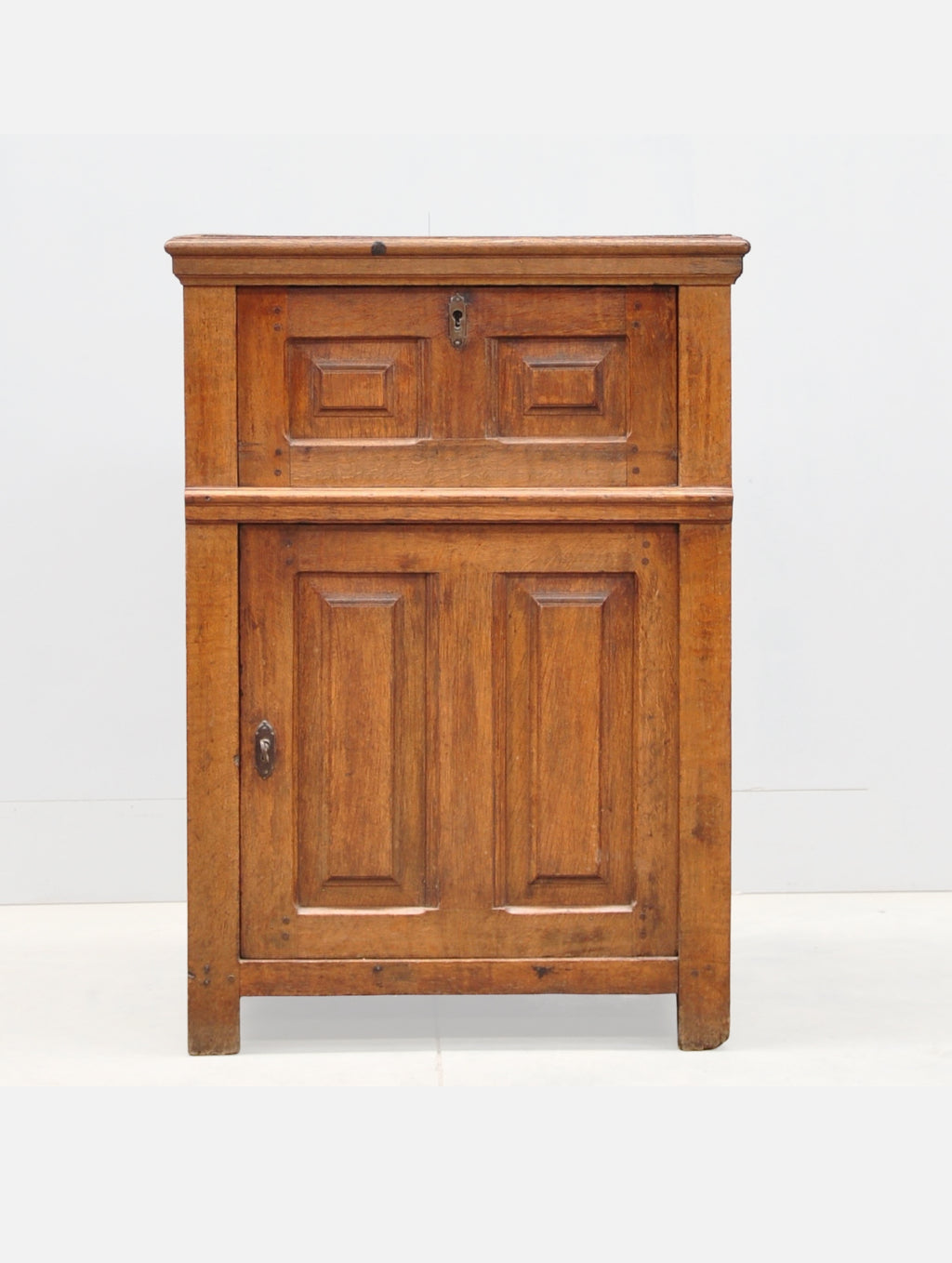19th-Century French Provincial Oak Bakers’ Cabinet