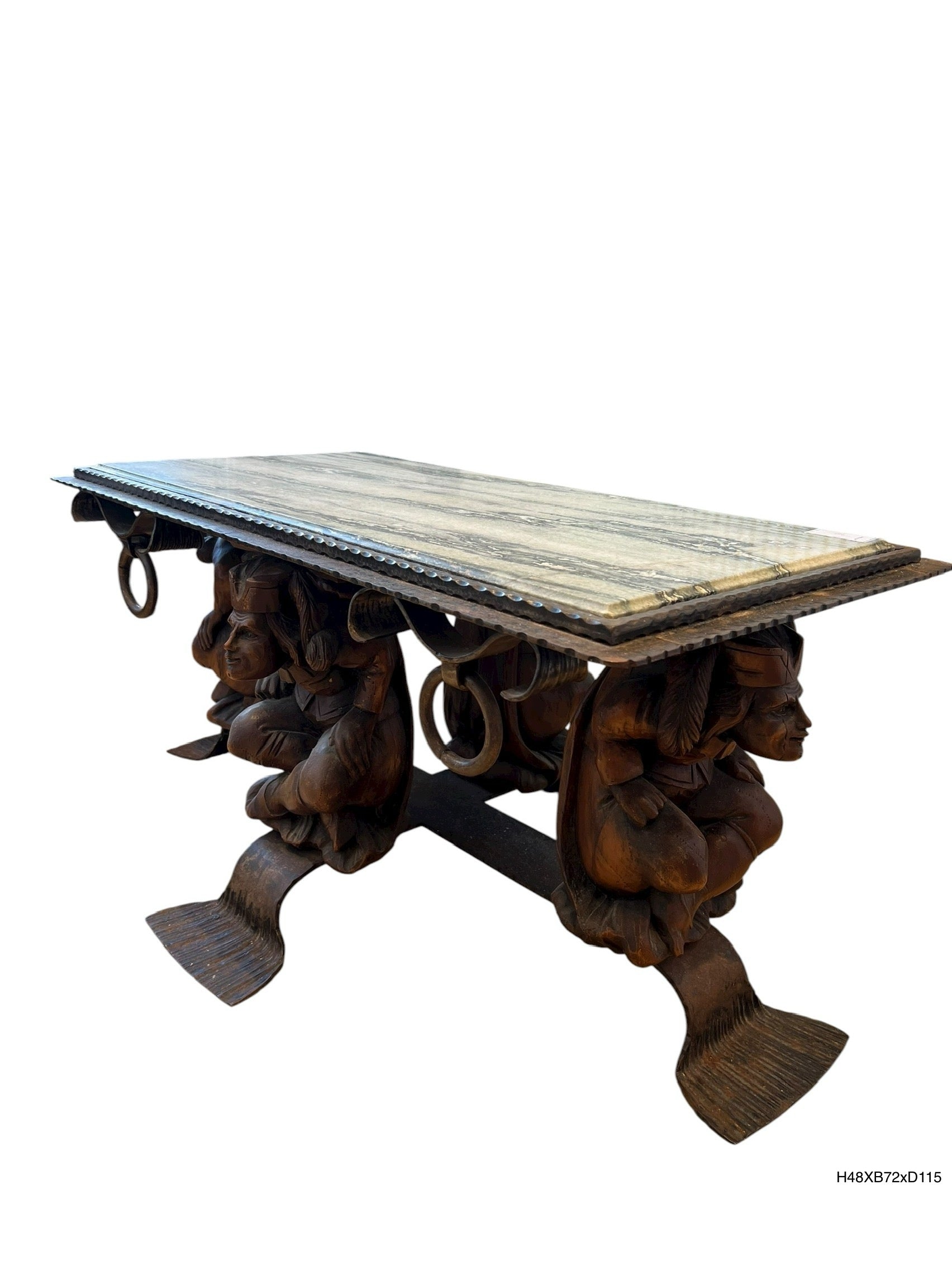 Gesculpteerde Tafel met Telamonenfiguren – Lombardije, ca. 1885