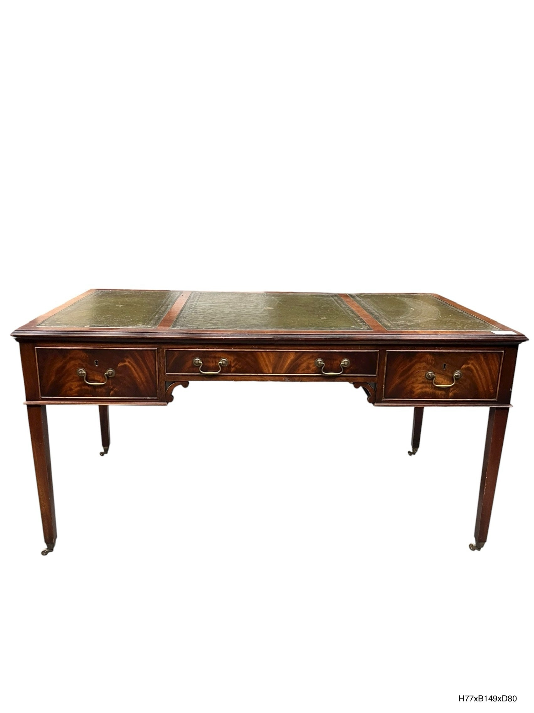 Edwardiaans Bureau in Mahonie met Leren Blad – Engeland, ca. 1900