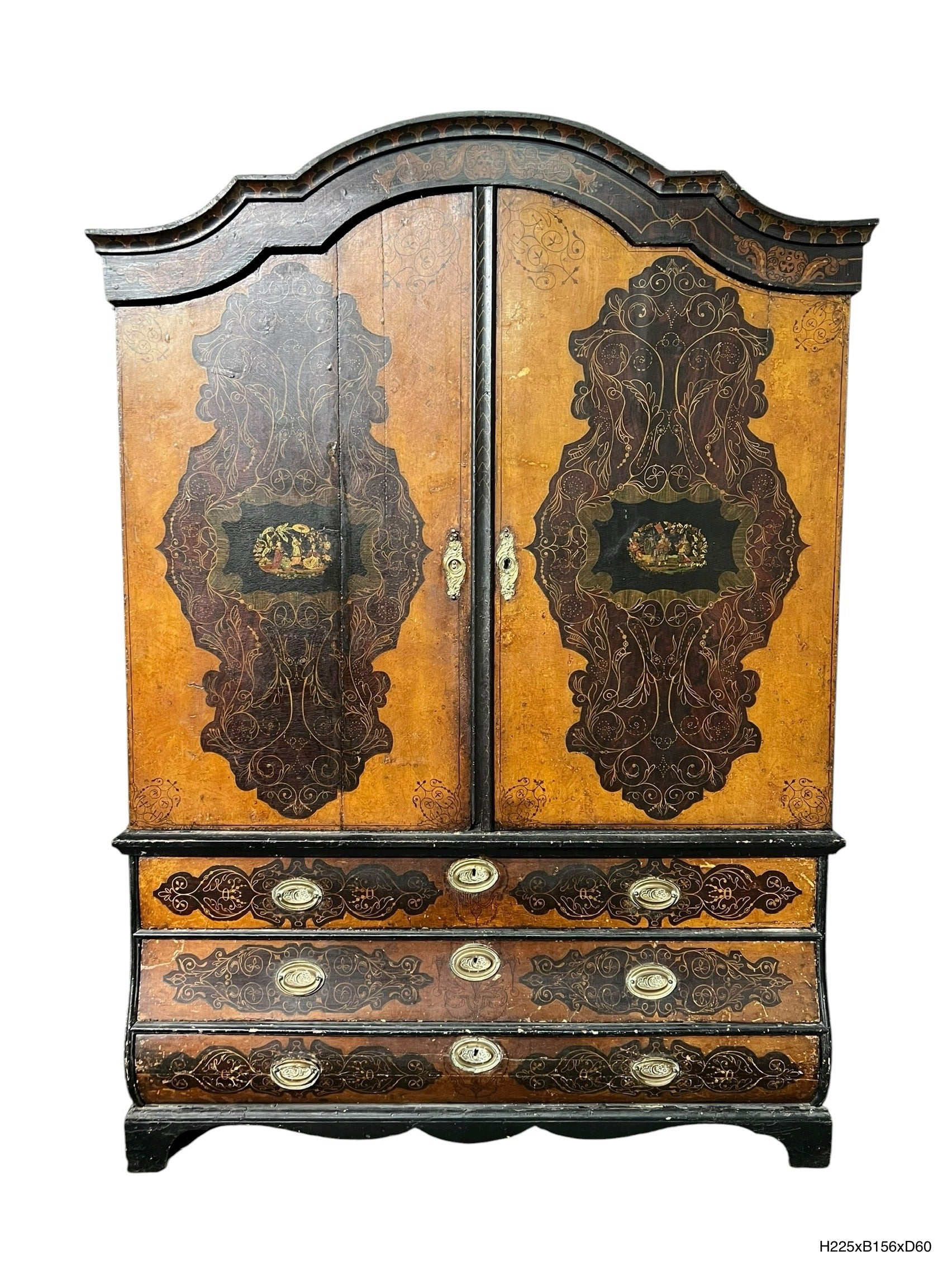 Barok Kabinet met Penwerk en Intarsia – Antwerpen/Mechelen, ca. 1725